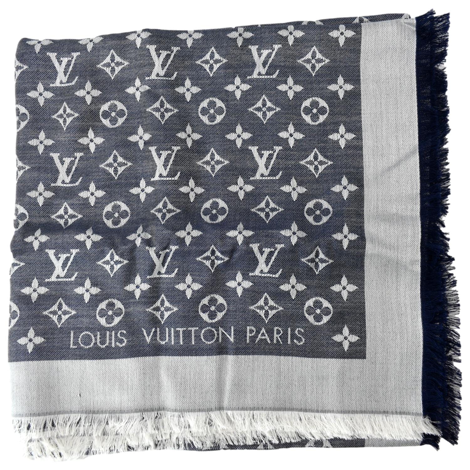 Louis Vuitton Monogram Denim Shawl Blue - Luxury Helsinki
