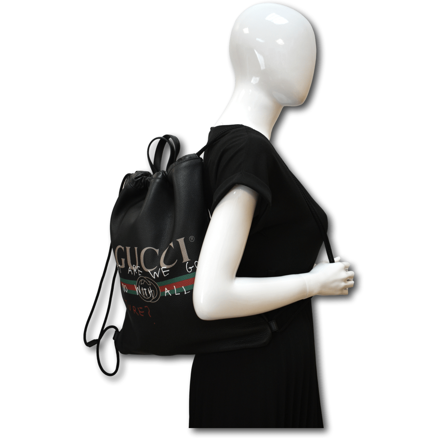 Gucci, Bags, Black Leather Gucci Backpack