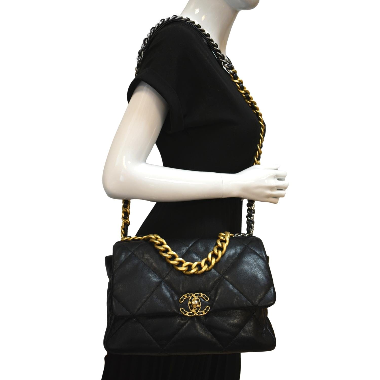 Chanel 19 Black Lambskin Large Crossbody Bag for Sale in