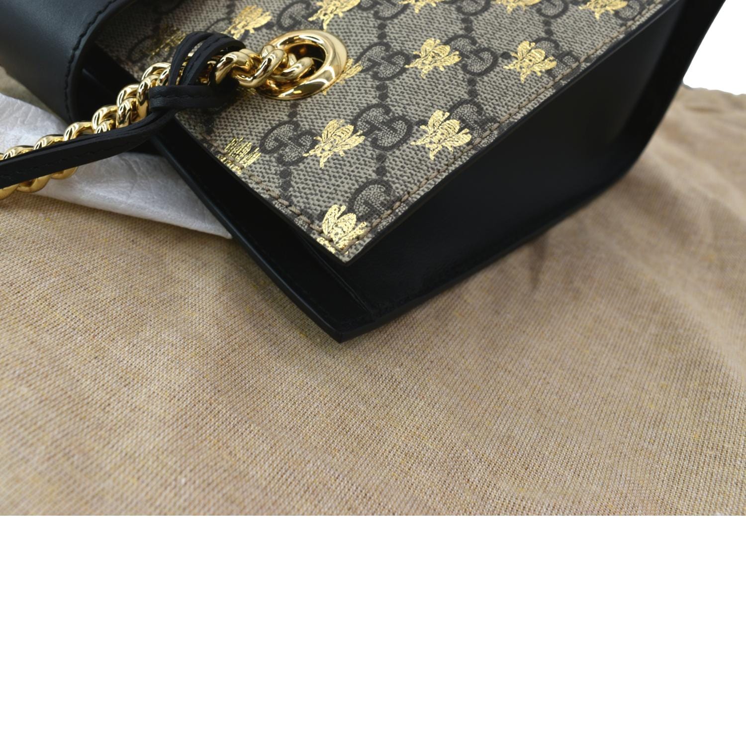 Gucci Black/Beige GG Supreme Coated Canvas And Leather Bees