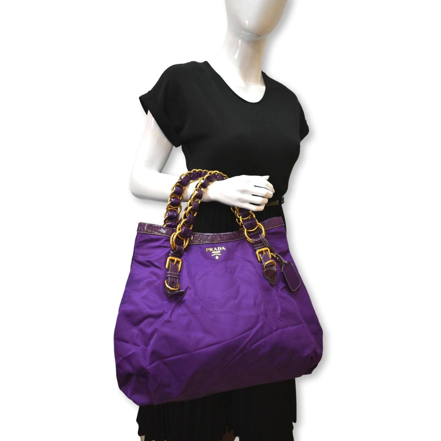 Prada Vitello Shine Chain Tote - Purple Totes, Handbags - PRA834258