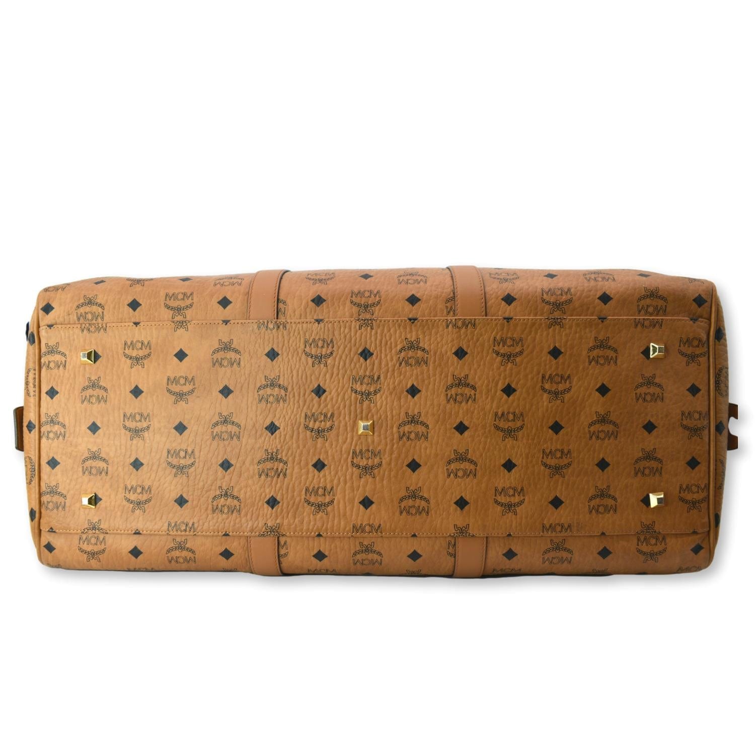 Mcm Travel Bag Brown Coated Canvas