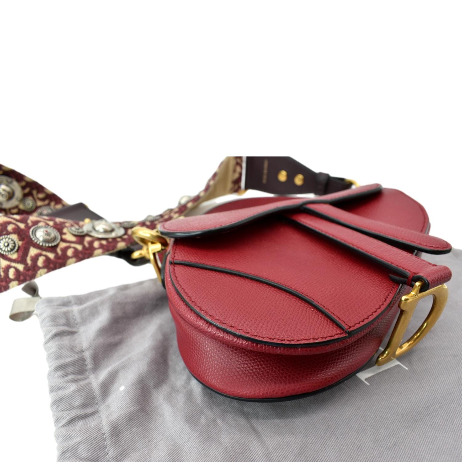 Christian Dior Saddle Chain Pouch Red Oblique Jacquard – Coco