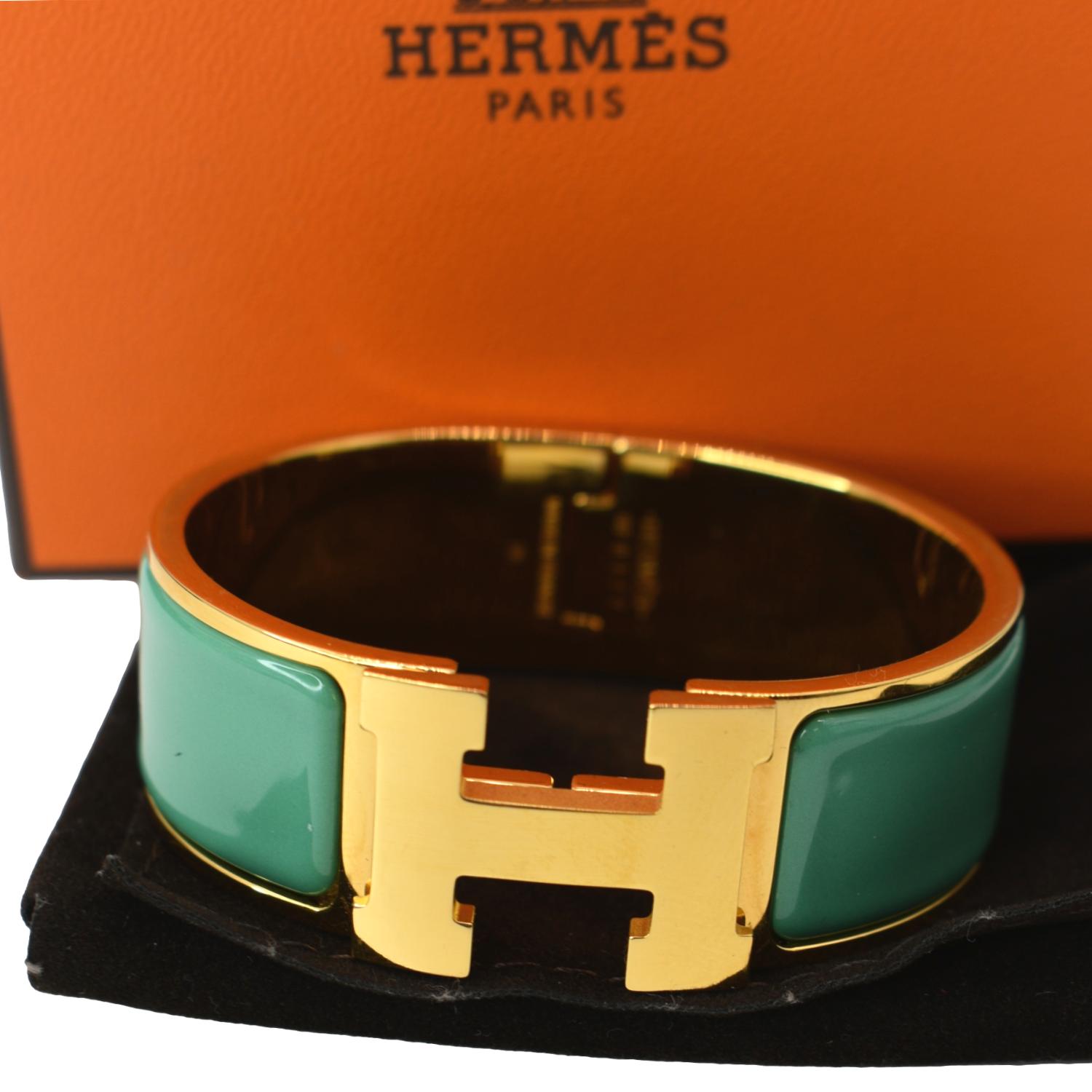 Hermes Clic-Clac H Cream Enamel Gold Plated Bracelet Hermes