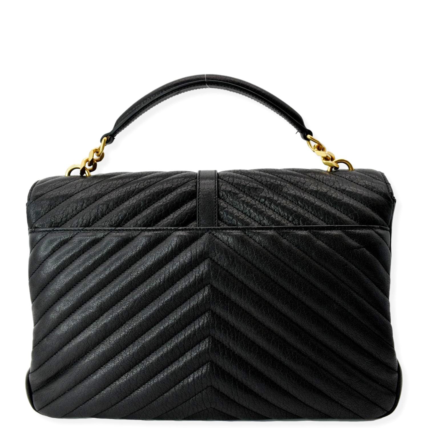 YSL Black College Large Quilted Leather V-Flap Shoulder Bag - A World Of  Goods For You, LLC