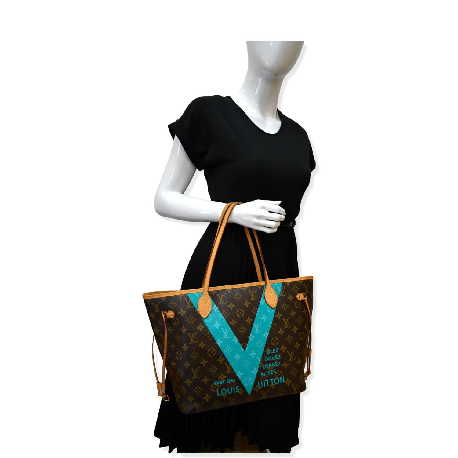 Medium LV tote black with turquoise – Chic Verte