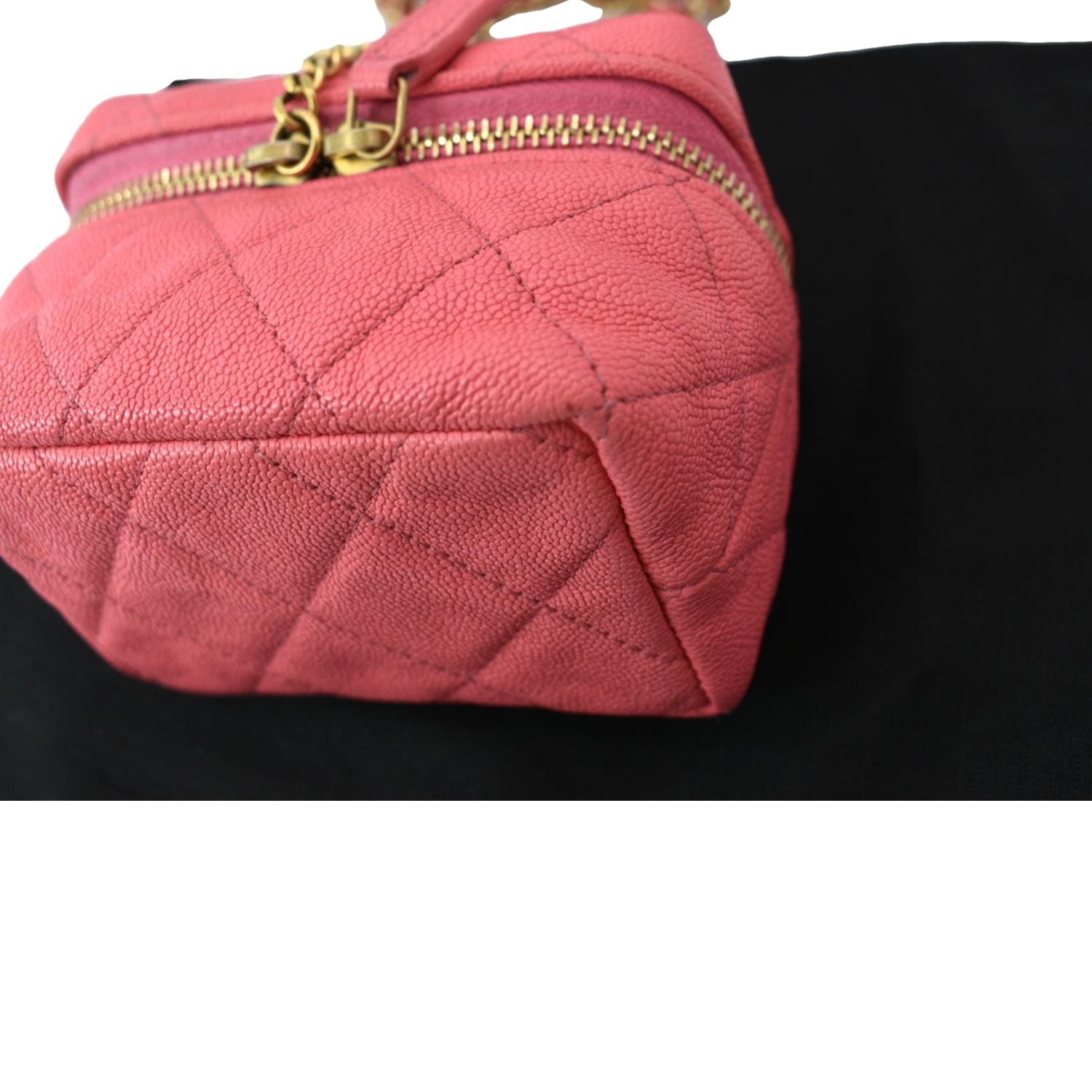 Chanel Pink Quilted Caviar Handle With Care Vanity Crossbody For