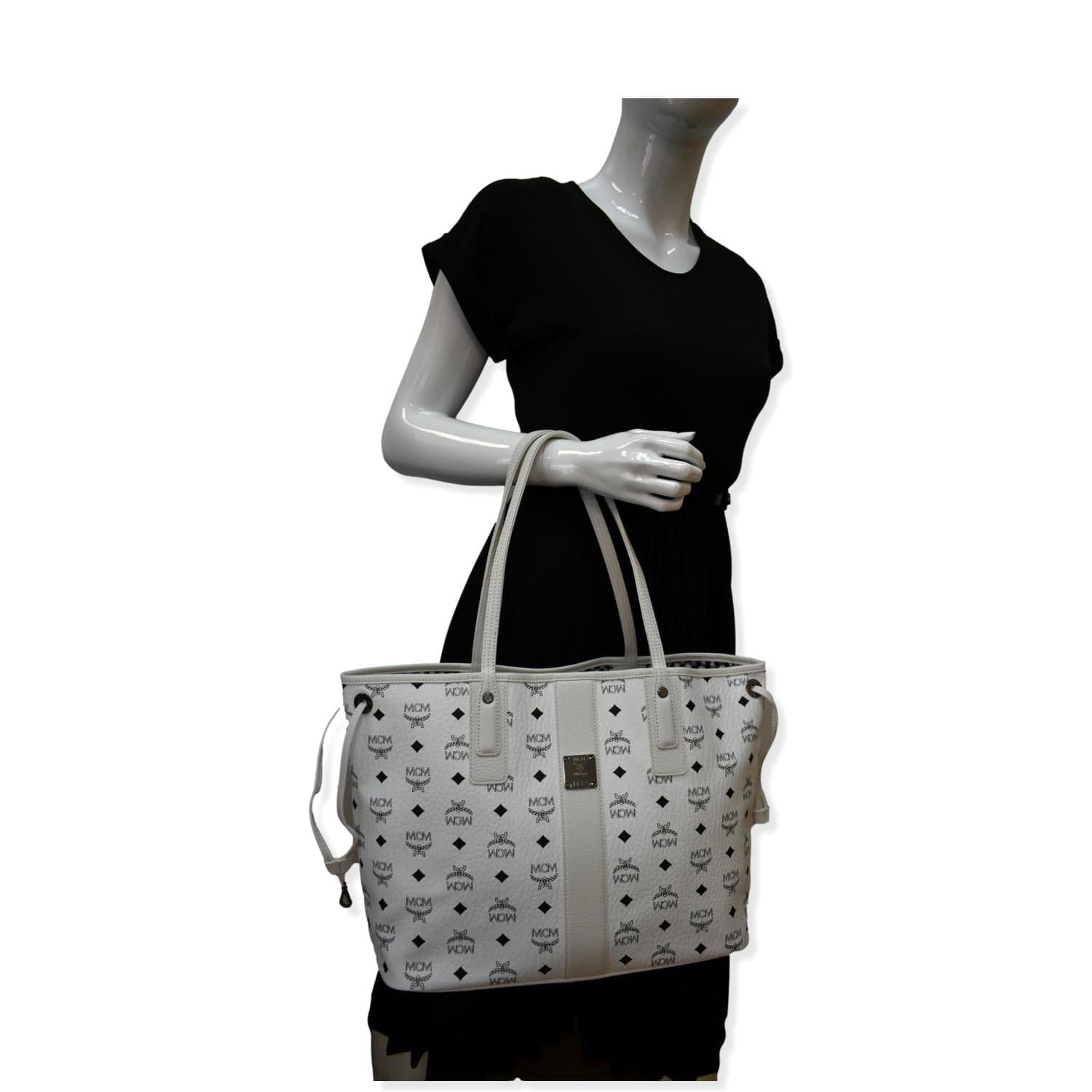 MCM White Coated Canvas Tote Bag For Sale at 1stDibs