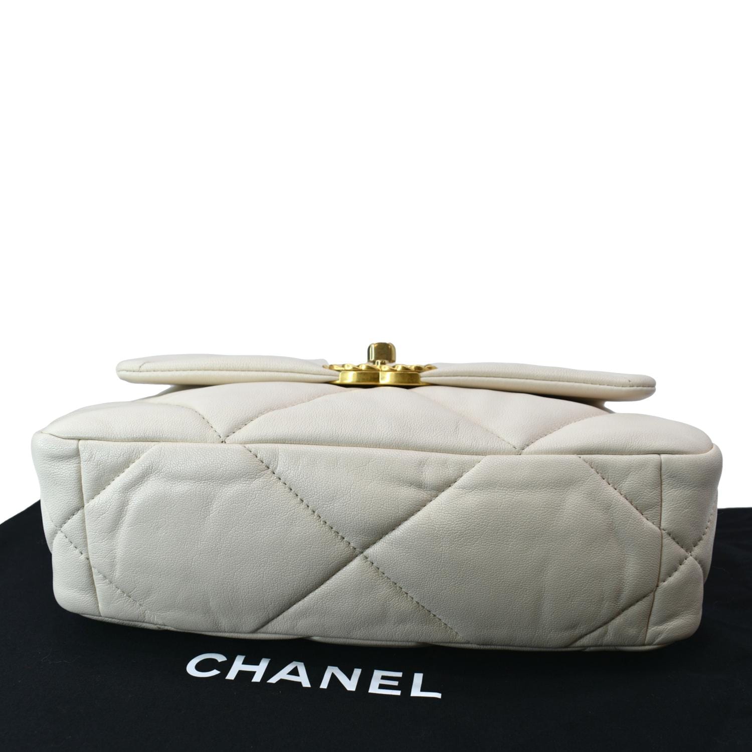 Chanel Off White Quilted Leather Large 19 Flap Bag Chanel