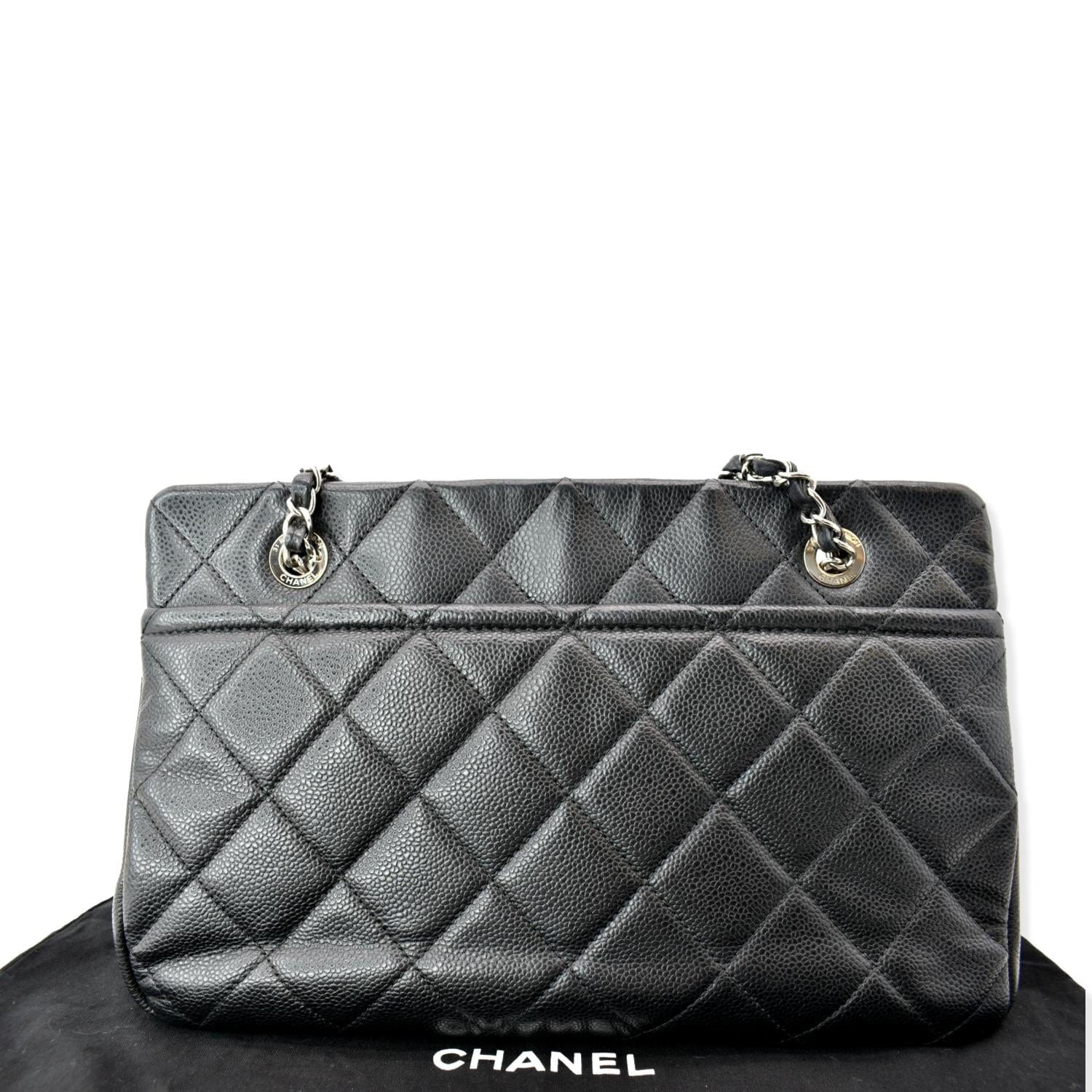 Pre-Owned Chanel Black Quilted Caviar Leather Timeless Shoulder Bag (A –  Bluefly