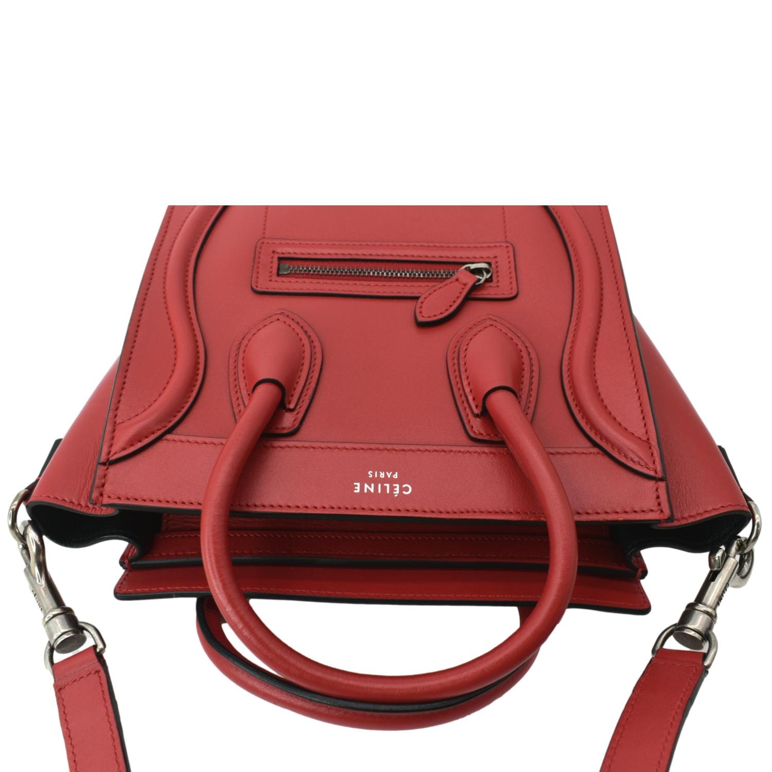 Céline Celine Red 2018 PVC Shopping Bag with Solo Pouch Leather