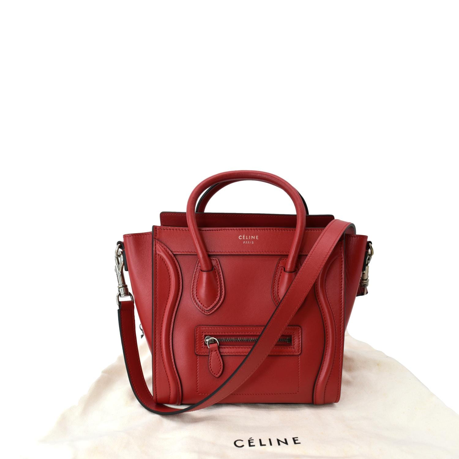 Céline NEW CELINE BELT NANO HANDBAG 189003ZVA RASPBERRY LEATHER SHOULDER  BAG Red ref.650123 - Joli Closet