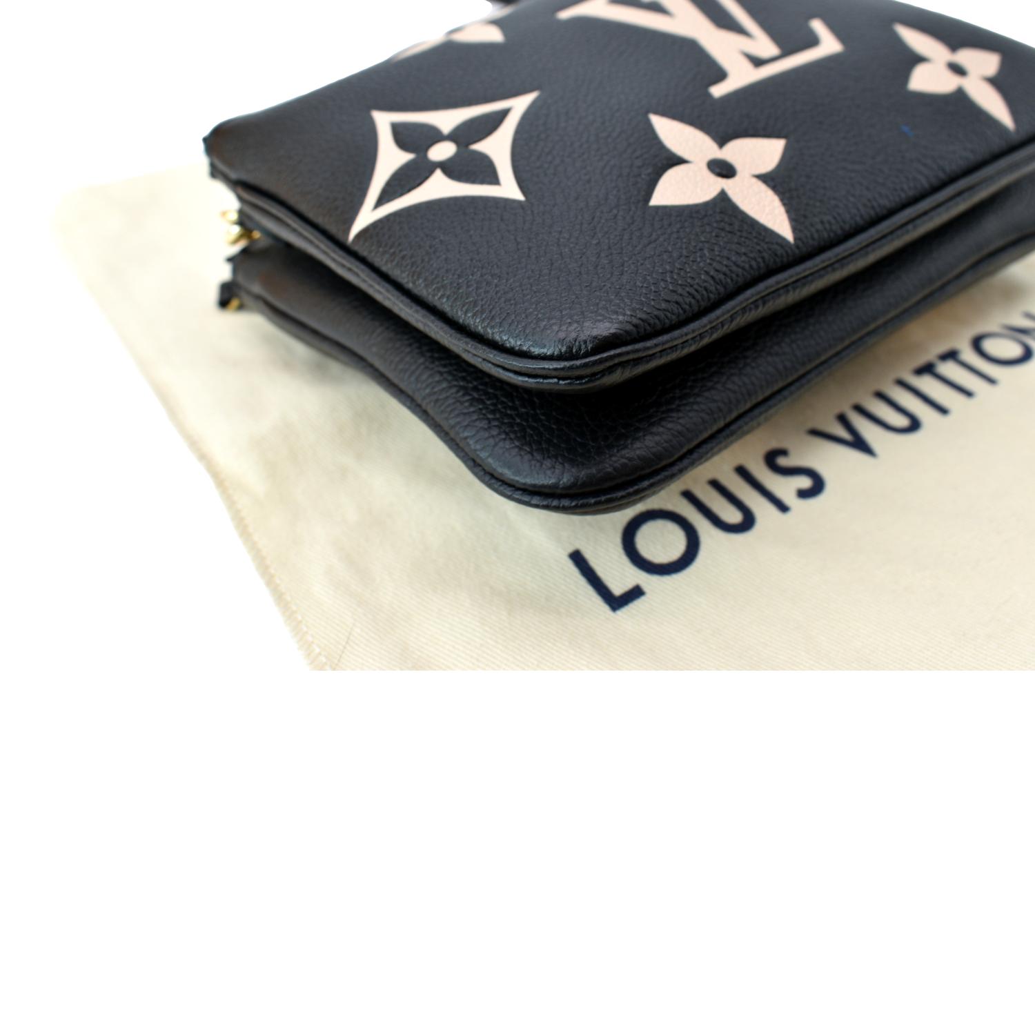 Louis Vuitton® Double Zip Pochette Bicolore Black Beige. Size