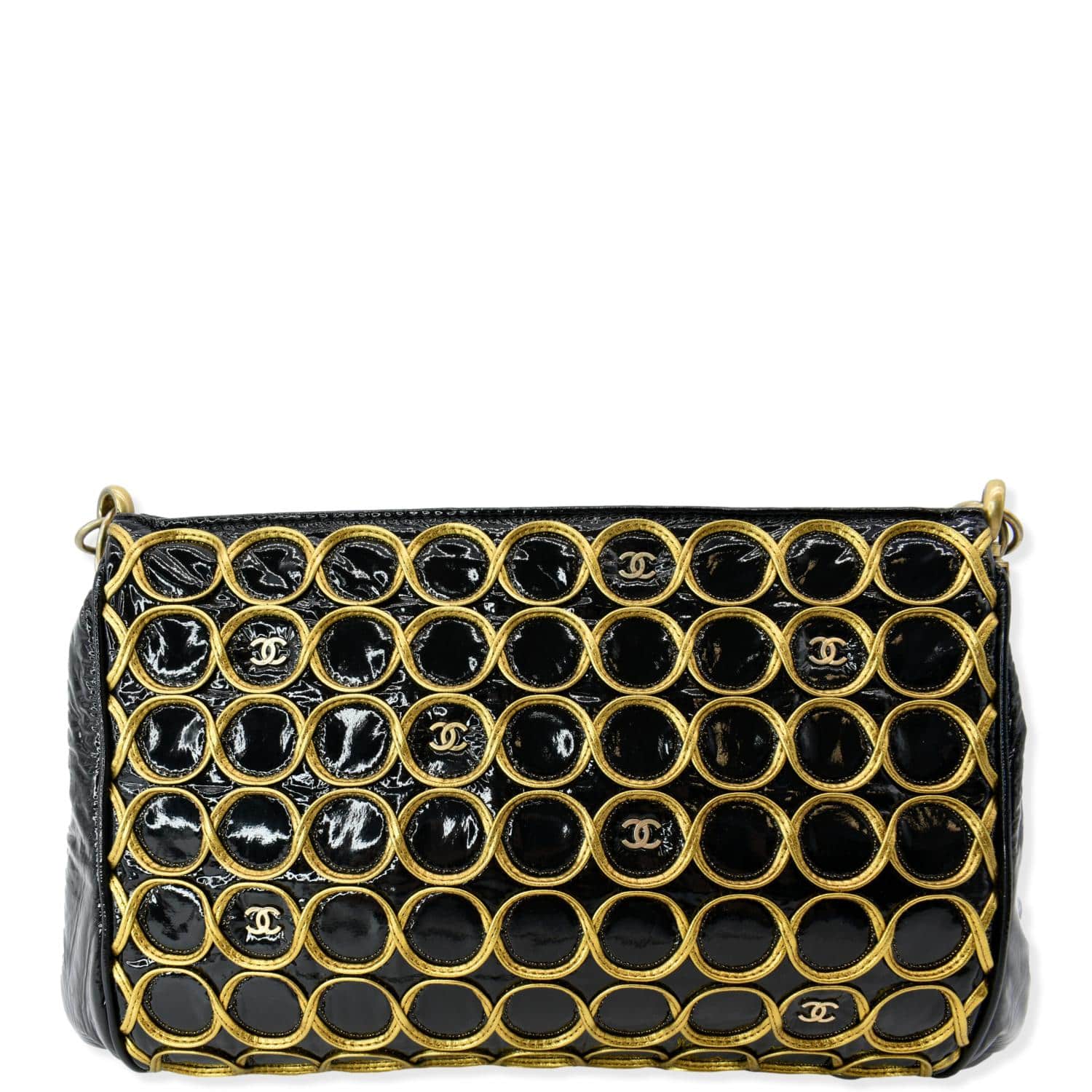 Chanel Patent Quilted Evening Clutch with Chain