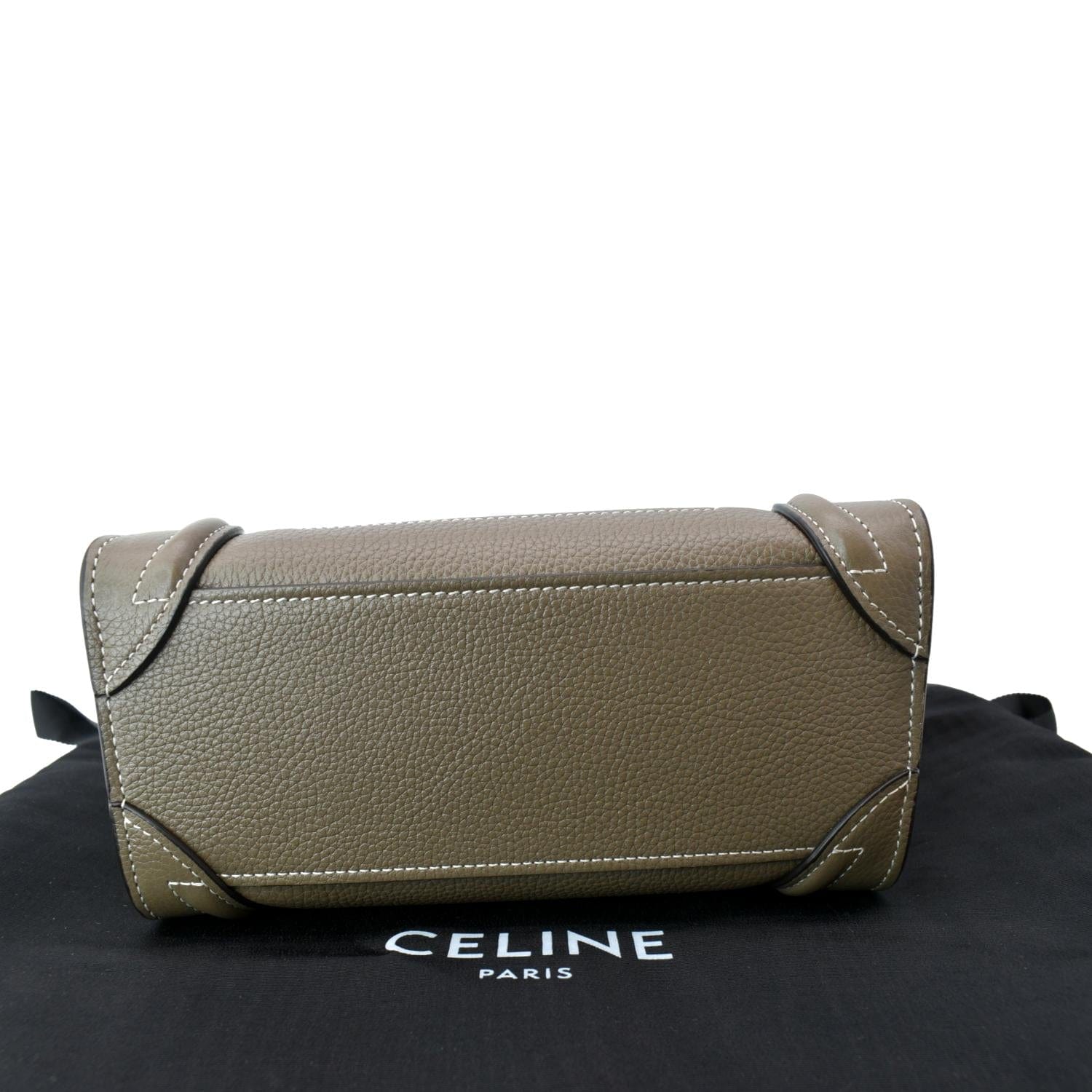 CELINE Drummed Calfskin Nano Luggage Citron 1304199