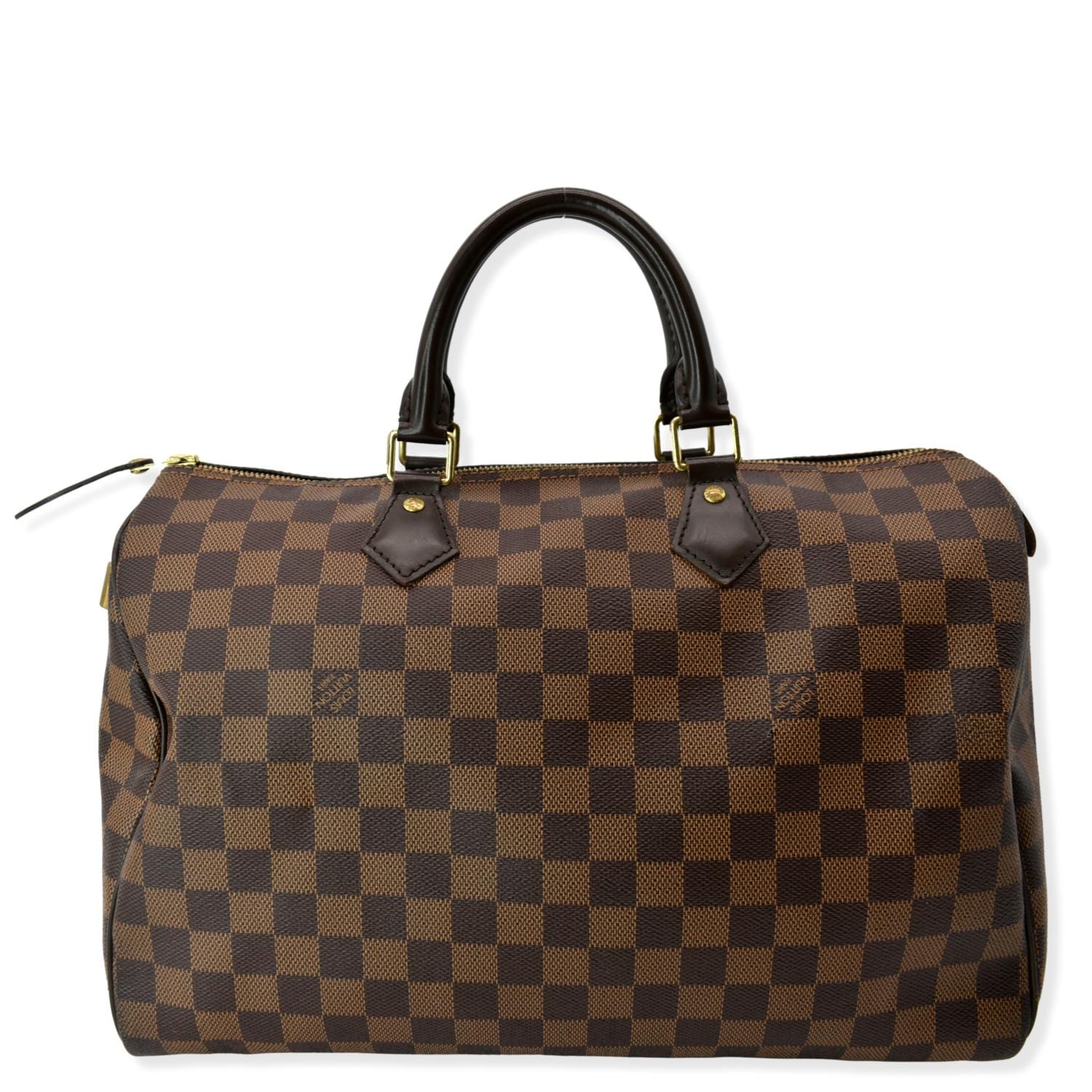 Louis Vuitton Speedy 35 Damier Ebene Tote Handbag Shoulder Bag Leather  Designer