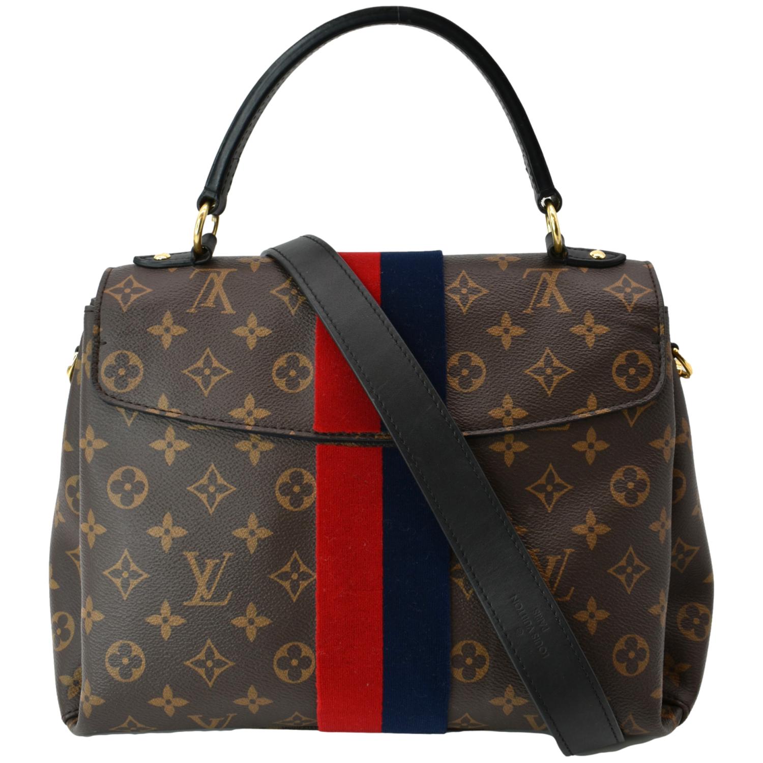 Louis Vuitton Cerise Red/ Marine Blue Monogram Georges MM Top Handle Bag w  Strap
