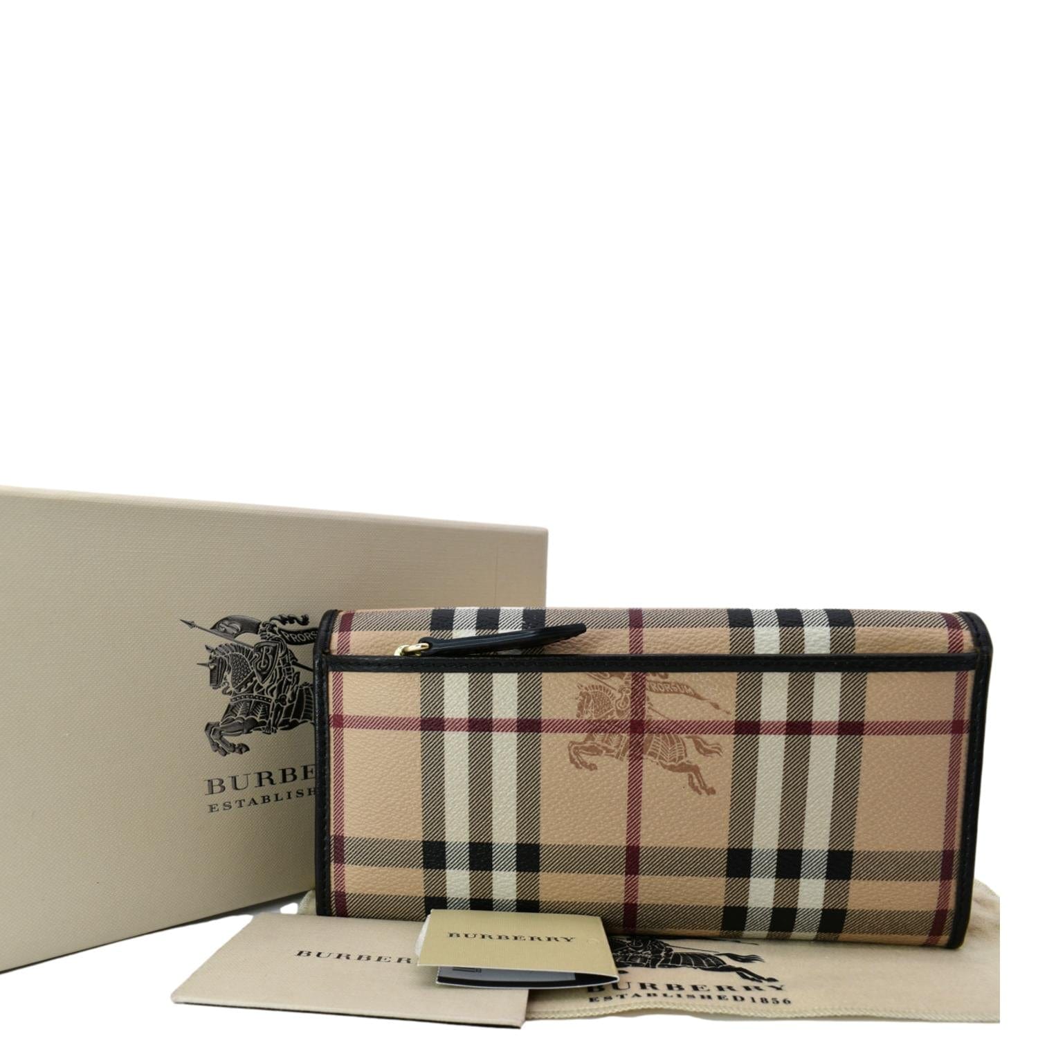 Check and Leather Continental Wallet in Dark Birch Brown - Women |  Burberry® Official
