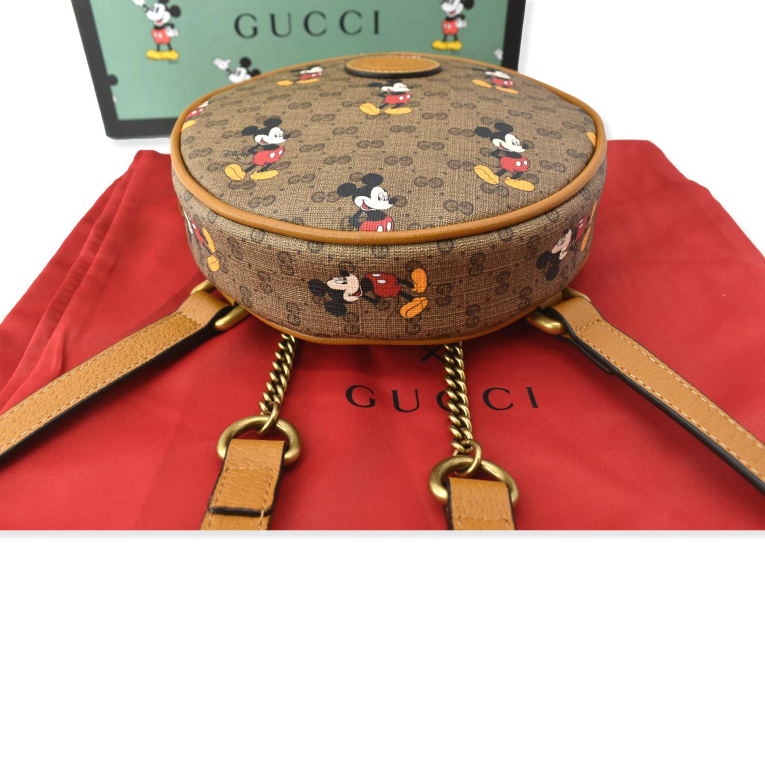 Gucci Beige GG Supreme Mickey Mouse Canvas Round Backpack Gucci