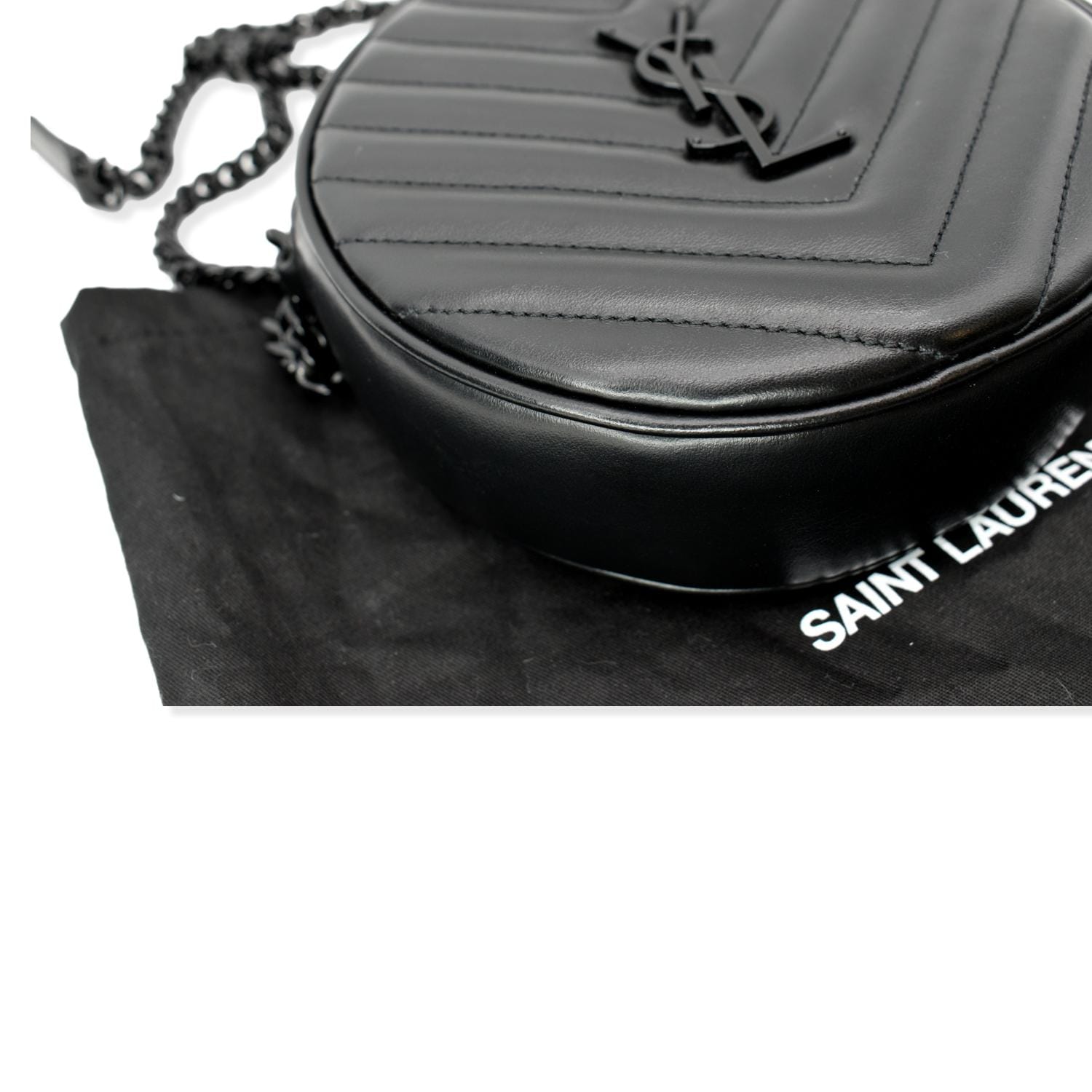SAINT LAURENT Vinyle Round Camera bag in Black
