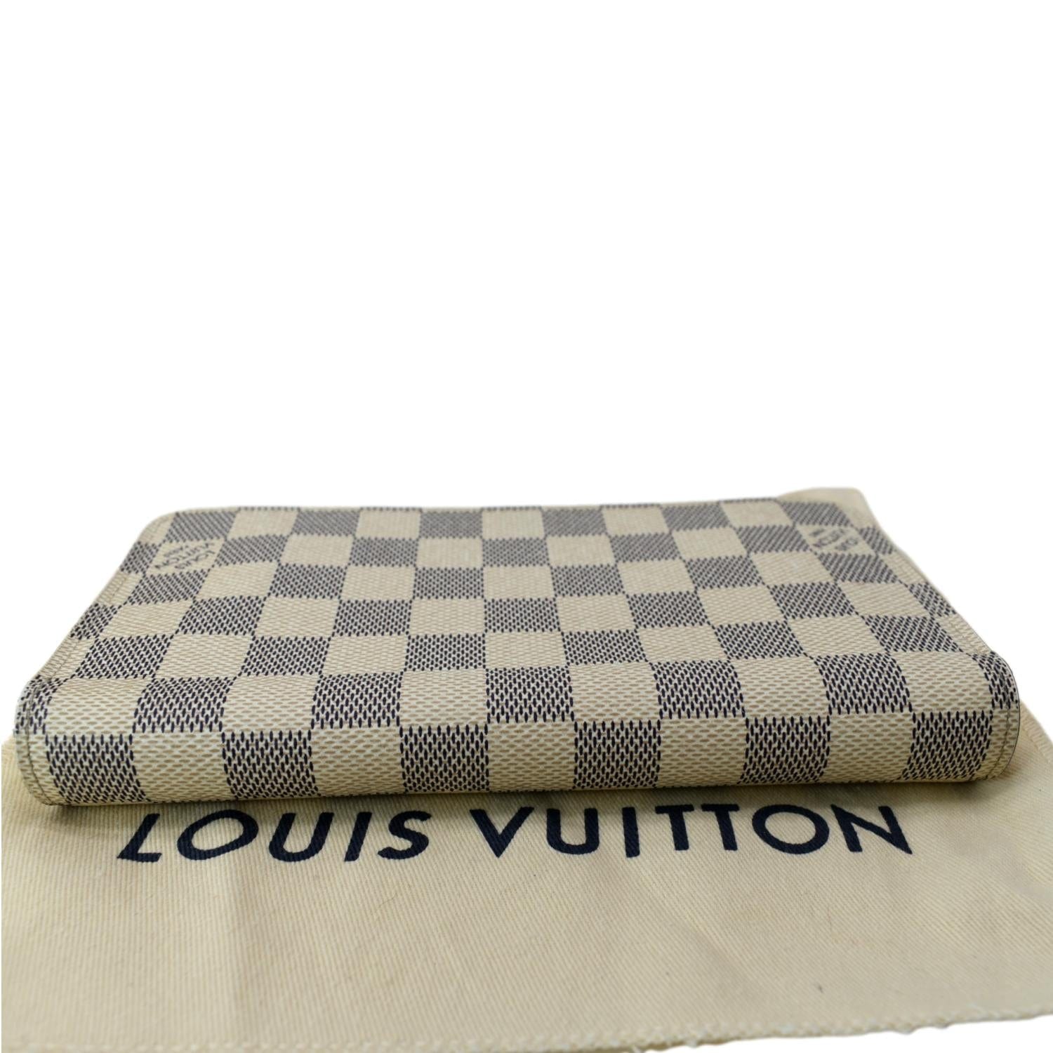 Pre-Owned Louis Vuitton Zippy Wallet Damier Azur White