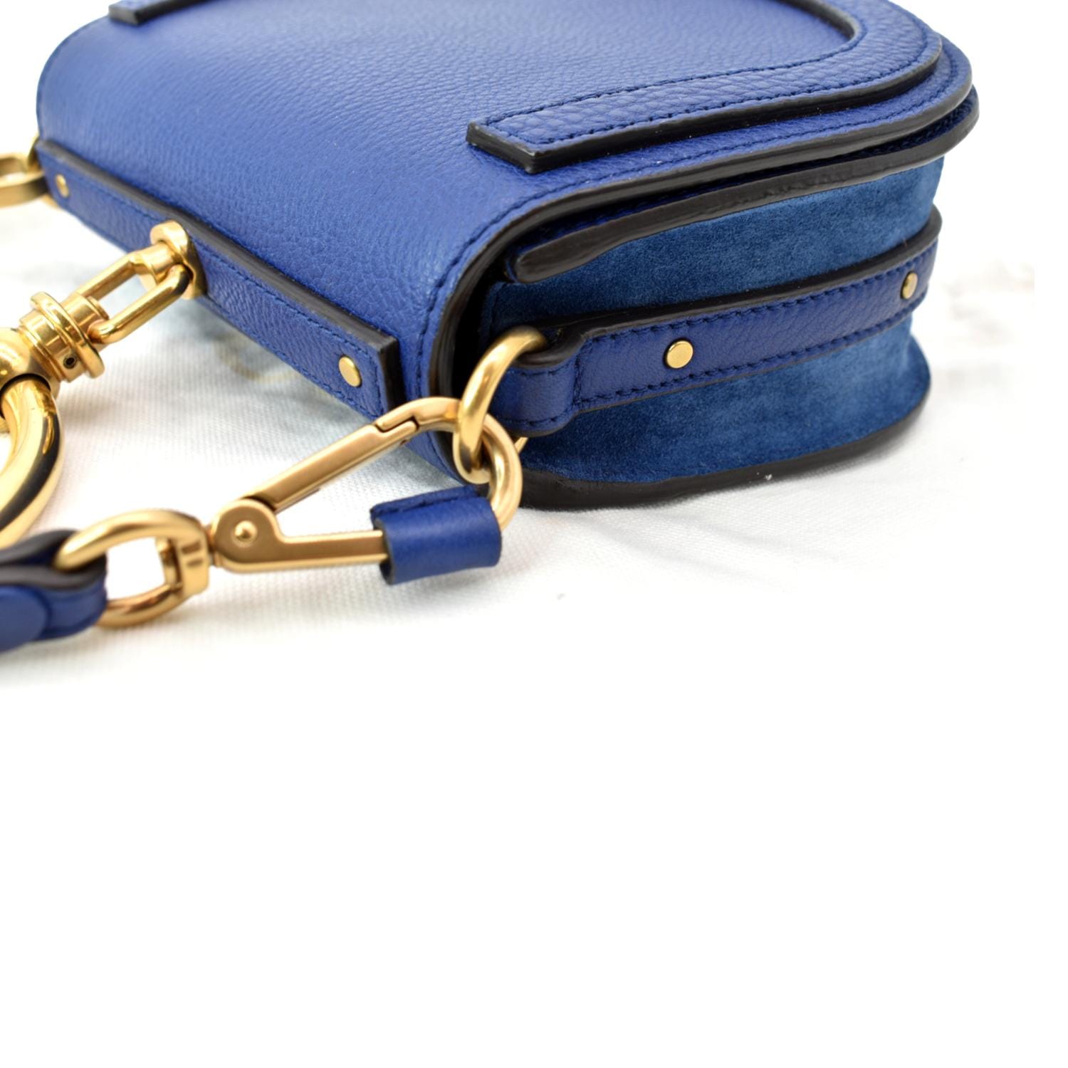 Chloe Blue Leather Small Nile Bracelet Minaudiere Crossbody Bag Chloe