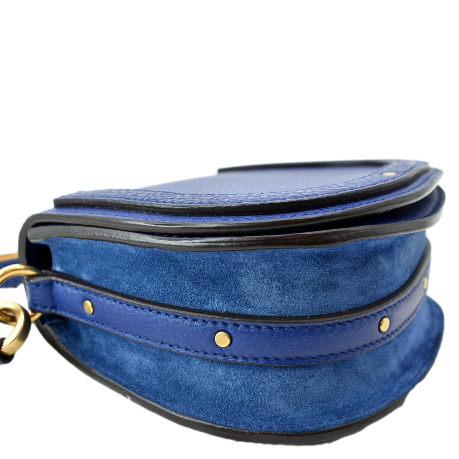 Chloe Navy Blue Leather And Suede Small Nile Bracelet Minaudiere Shoulder Bag  Chloe