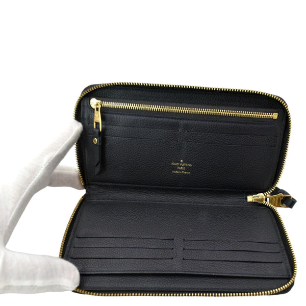 LOUIS VUITTON Monogram Empreinte Leather Zippy Wallet Black