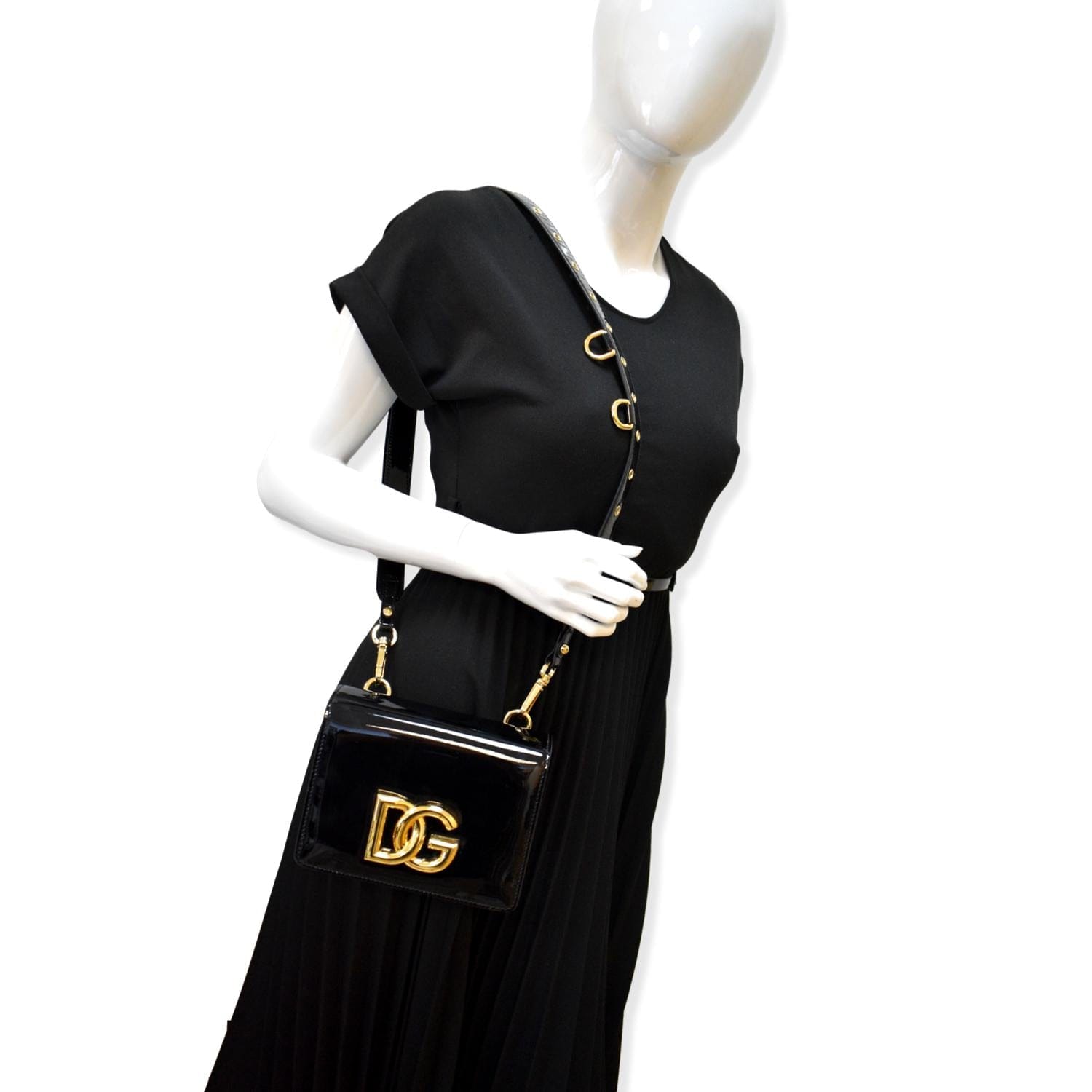 Dolce & Gabbana Black Leather DG Heart Crossbody WELCOME Purse
