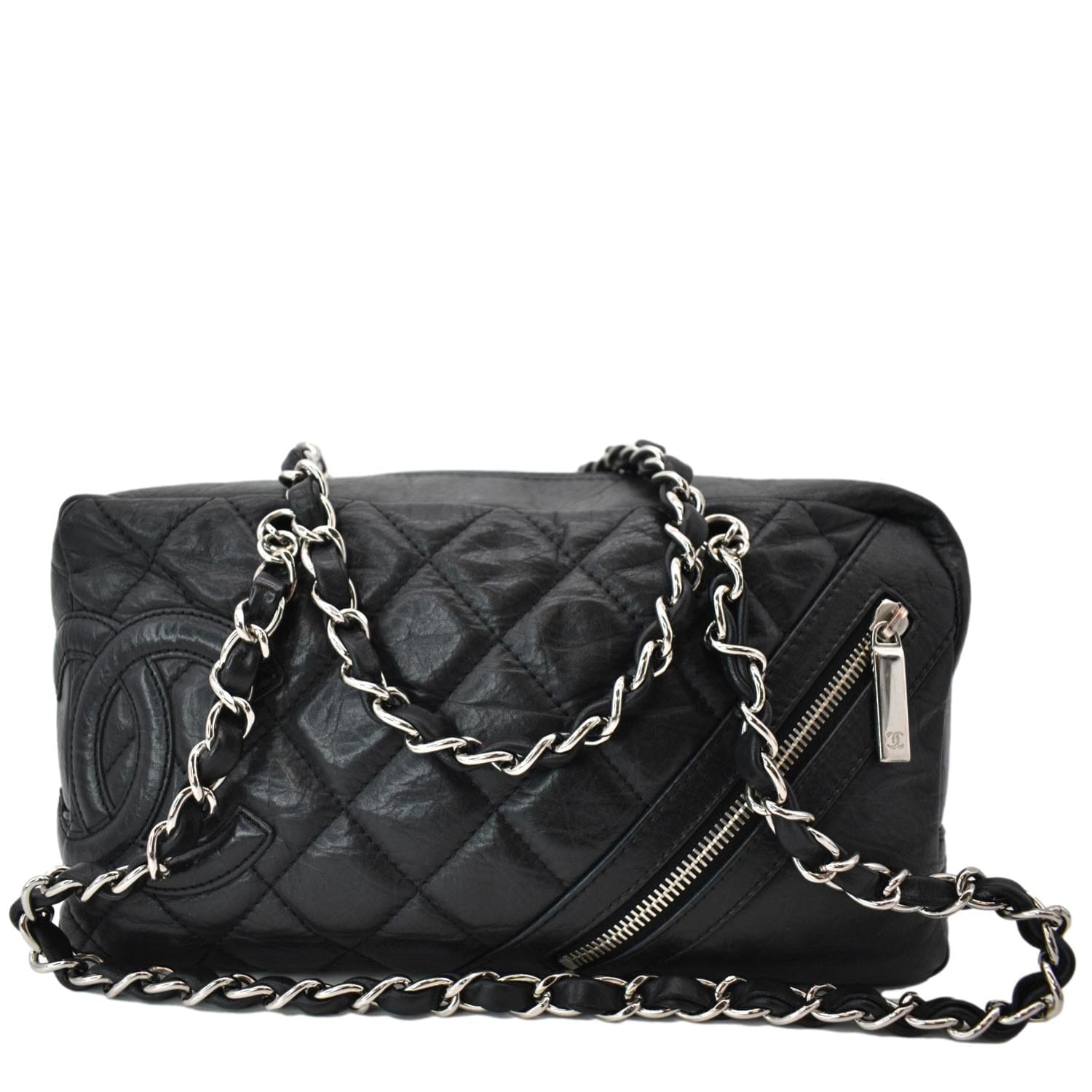 Used Black Chanel Vintage Black Beige Leather Jacket Shoulder Bag Limited  Edition Houston,TX