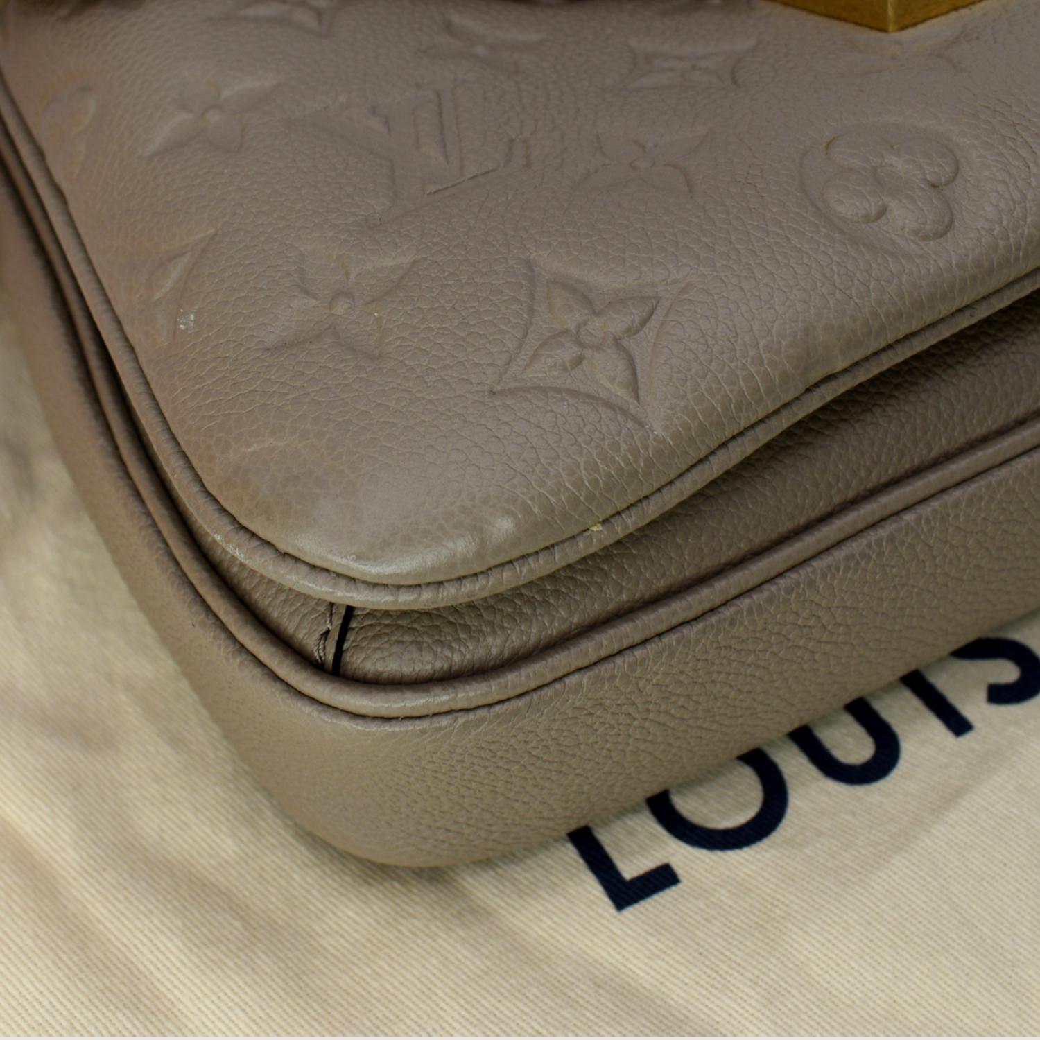 LOUIS VUITTON Metis Pochette Empreinte Leather Crossbody Bag Taupe