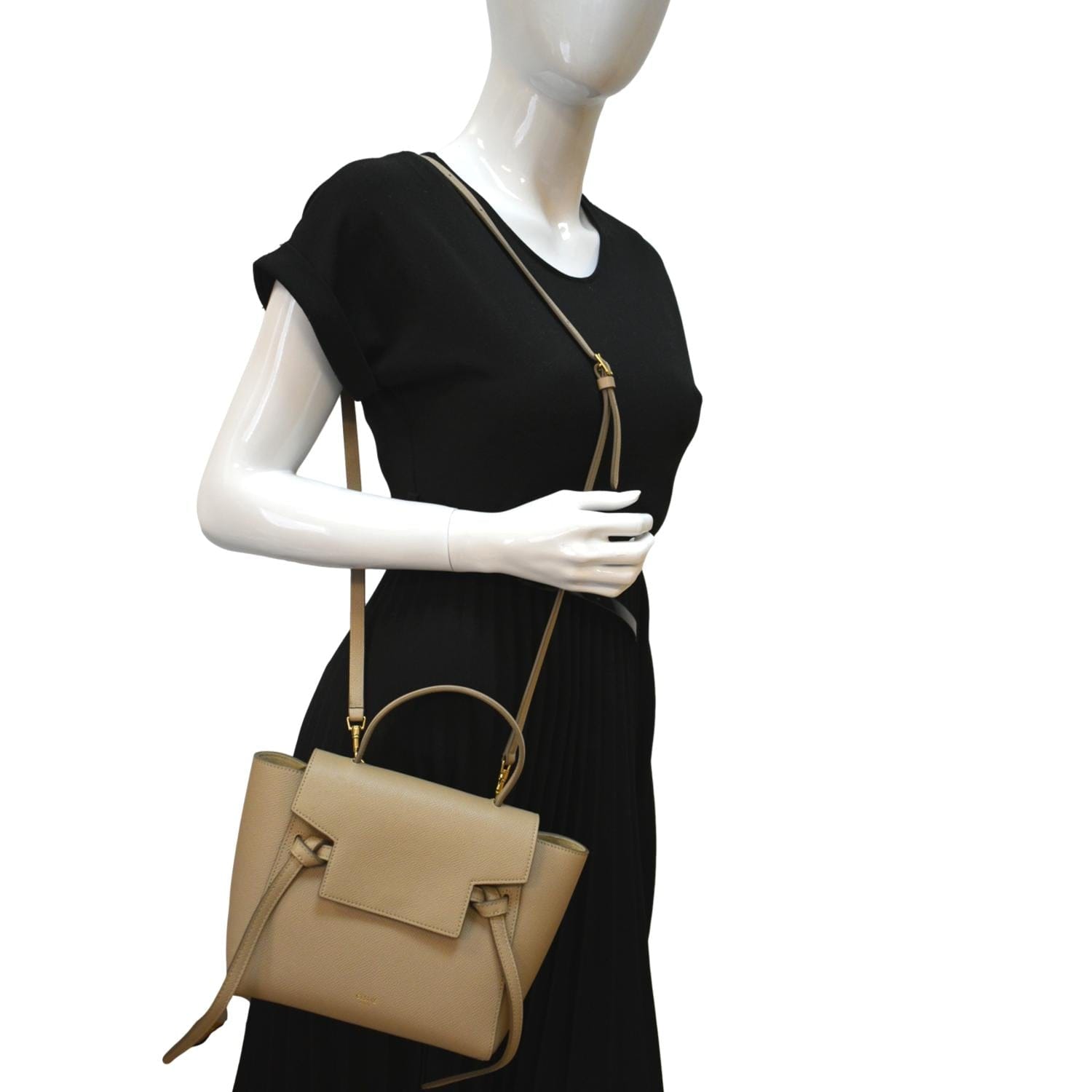 Celine belt bag nano handbag color light taupe shoulder leather