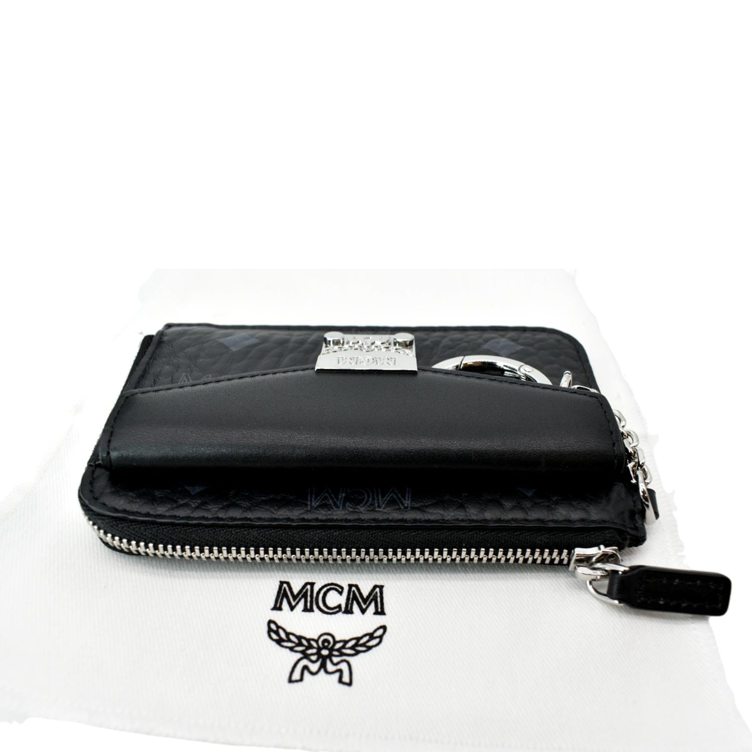 Mcm Monogram Printed Mini Bifold Wallet In Black