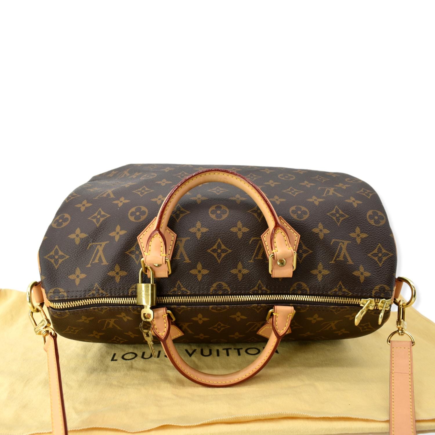 Louis Vuitton Monogram Canvas Speedy 35 Shoulder Bag Added Insert & Chain M41107 Preowned