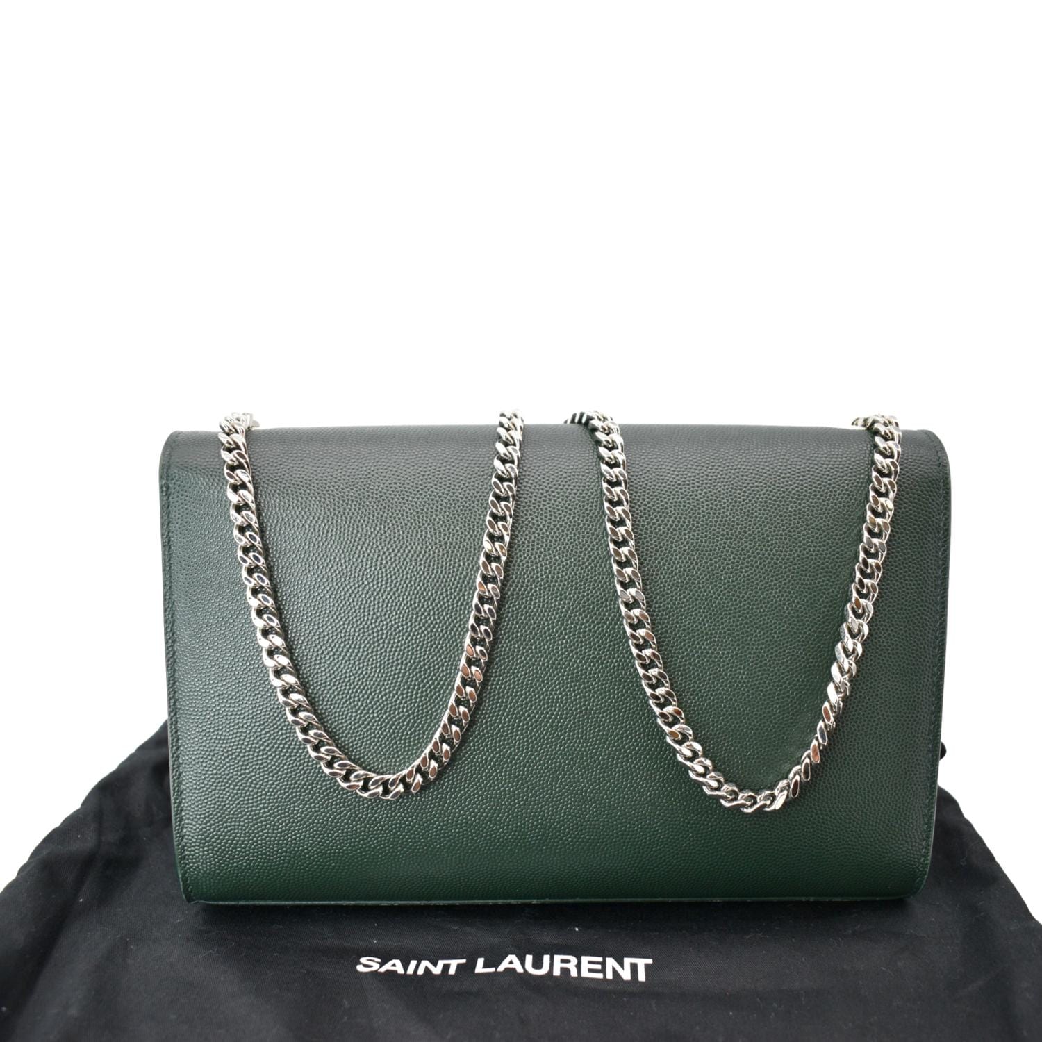 SAINT LAURENT Olive green Kate Medium bag in tanned leather