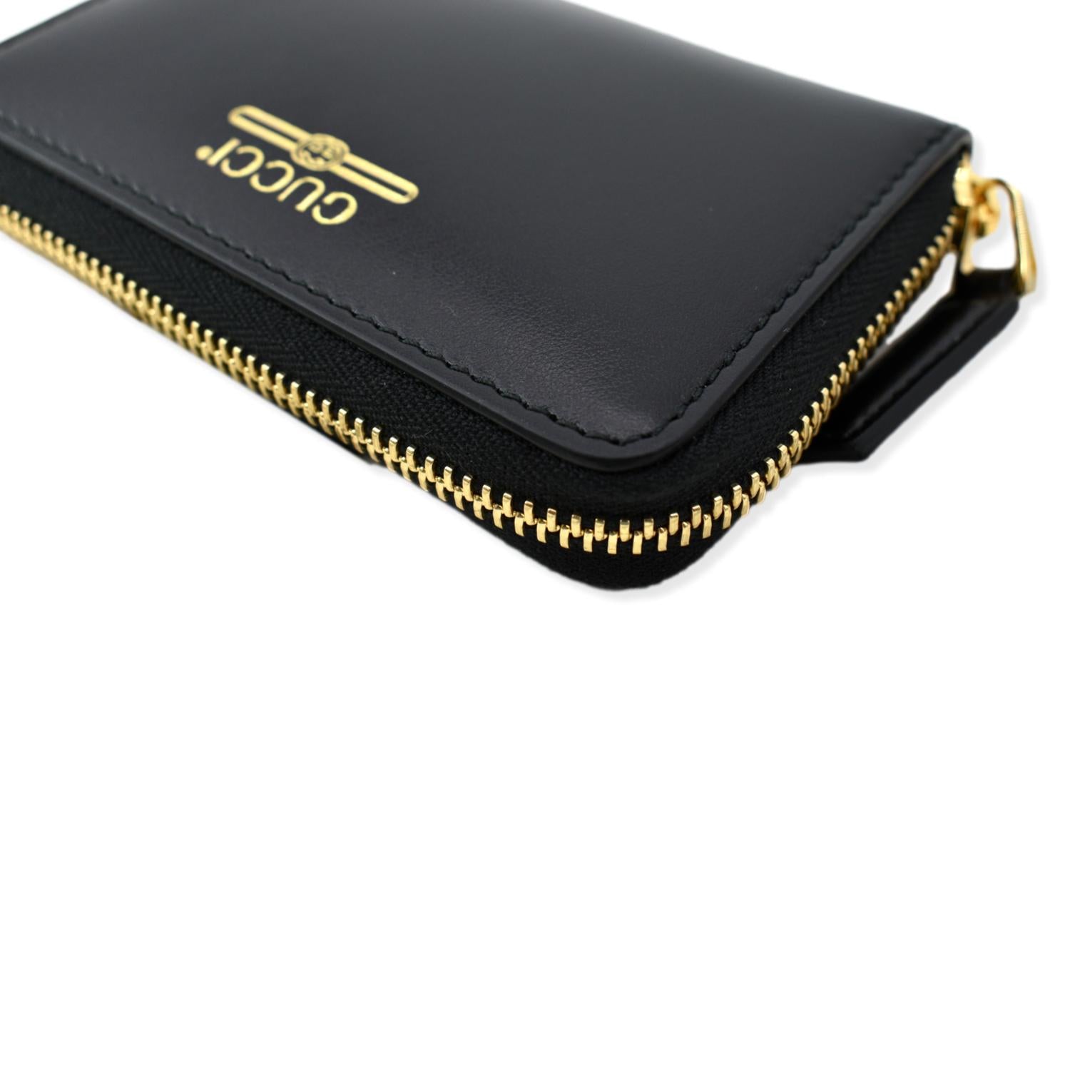 Card case with Gucci logo in black leather