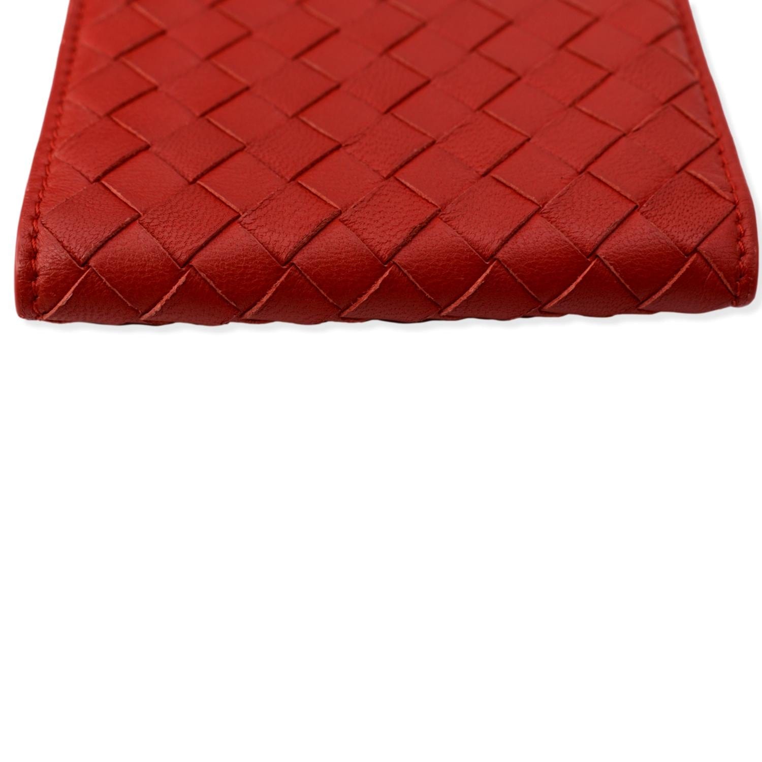 Bottega Veneta Intrecciato Leather Bifold Mens Wallet Red