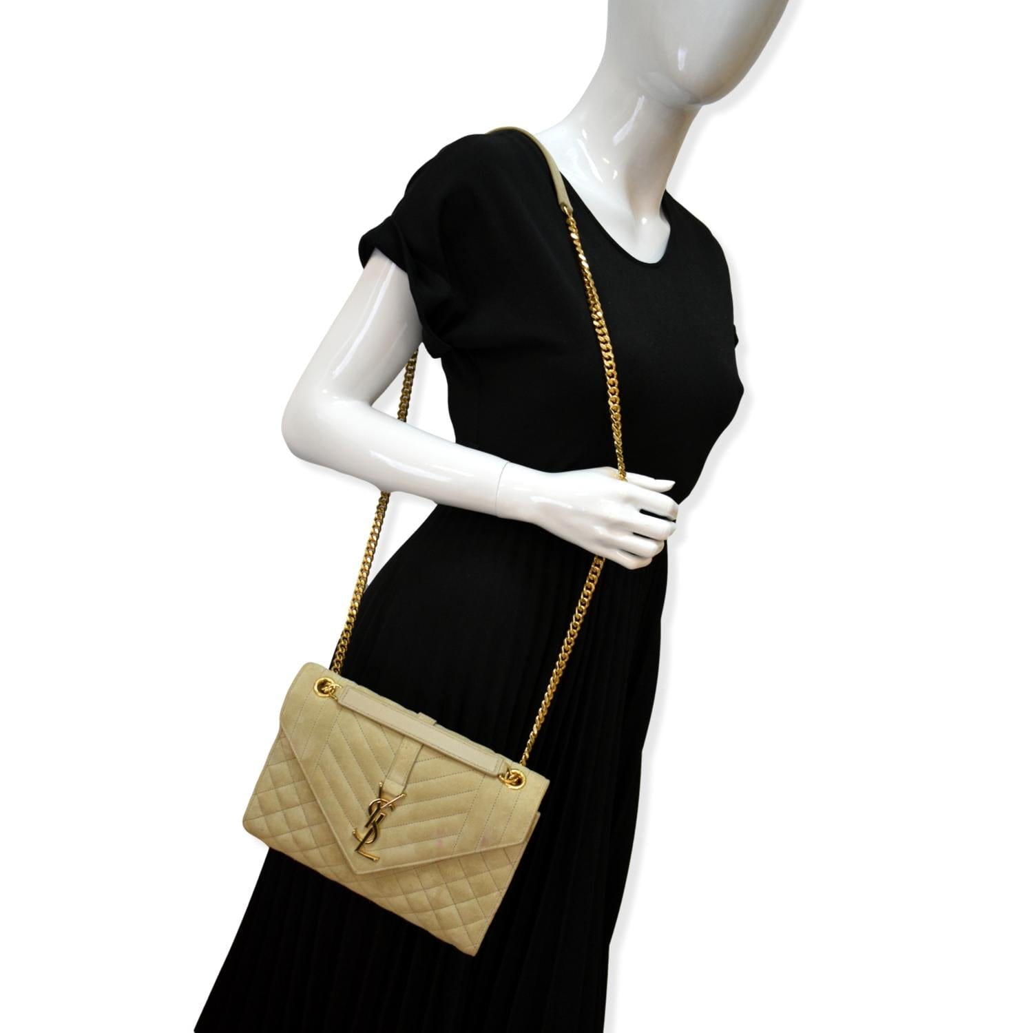Saint Laurent Women's Medium Envelope Monogram Matelassé Leather Shoulder Bag