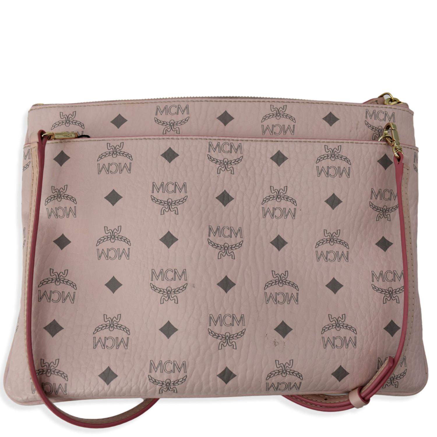 MCM Visteos Pouch Purse Pink Leather Cross Body Bag/Pouch for