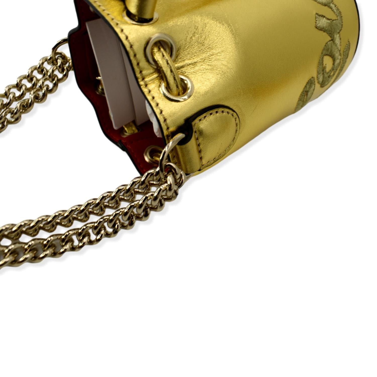 Christian Louboutin Mini Marie Jane Metallic Leather Bucket Bag -  MyDesignerly