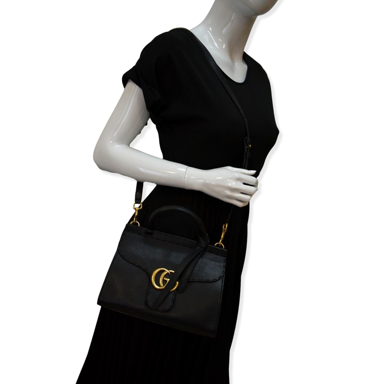 Gucci GG Marmont Leather Shoulder Bag Black