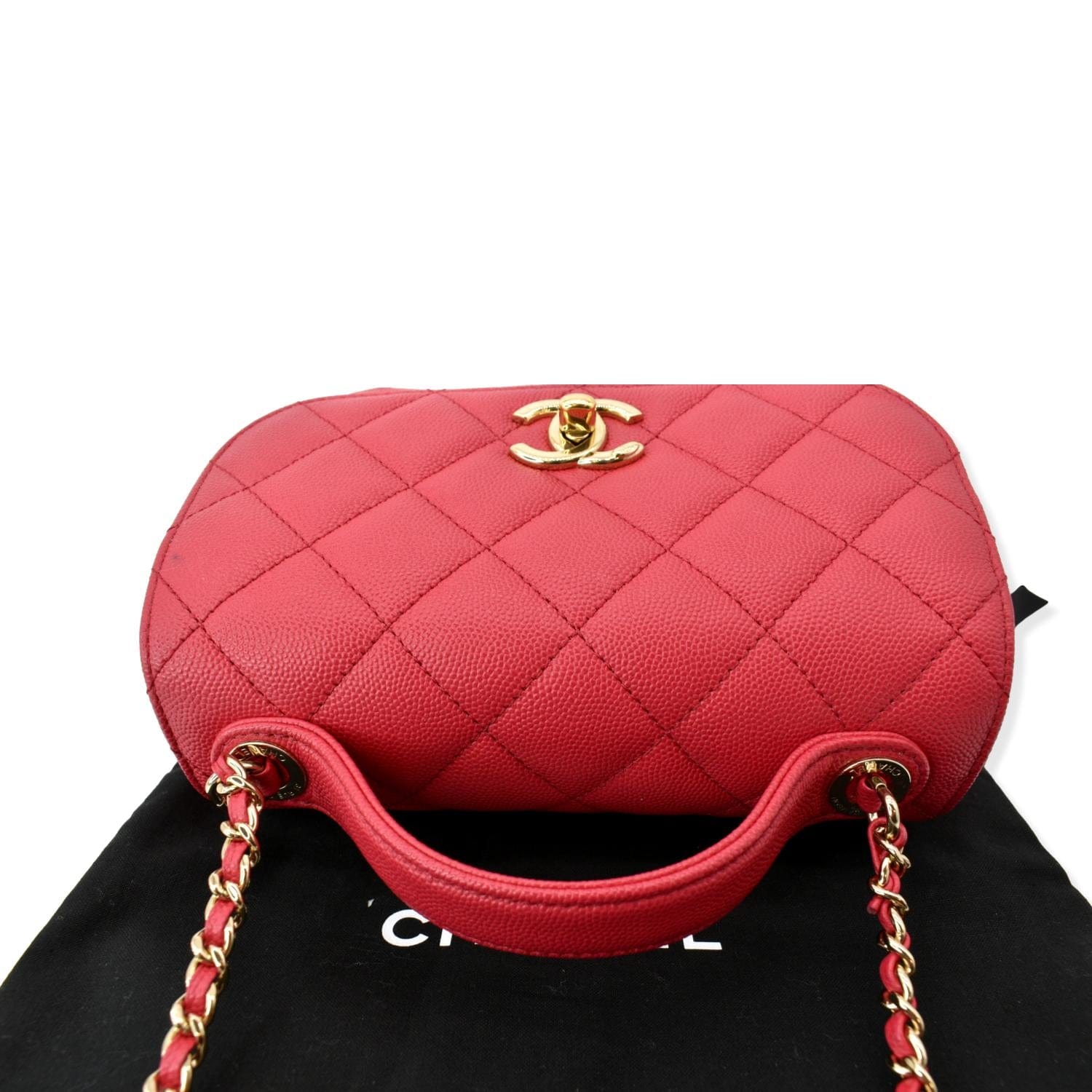 CHANEL Caviar Quilted Small Business Affinity Shopping Bag Red 1160353