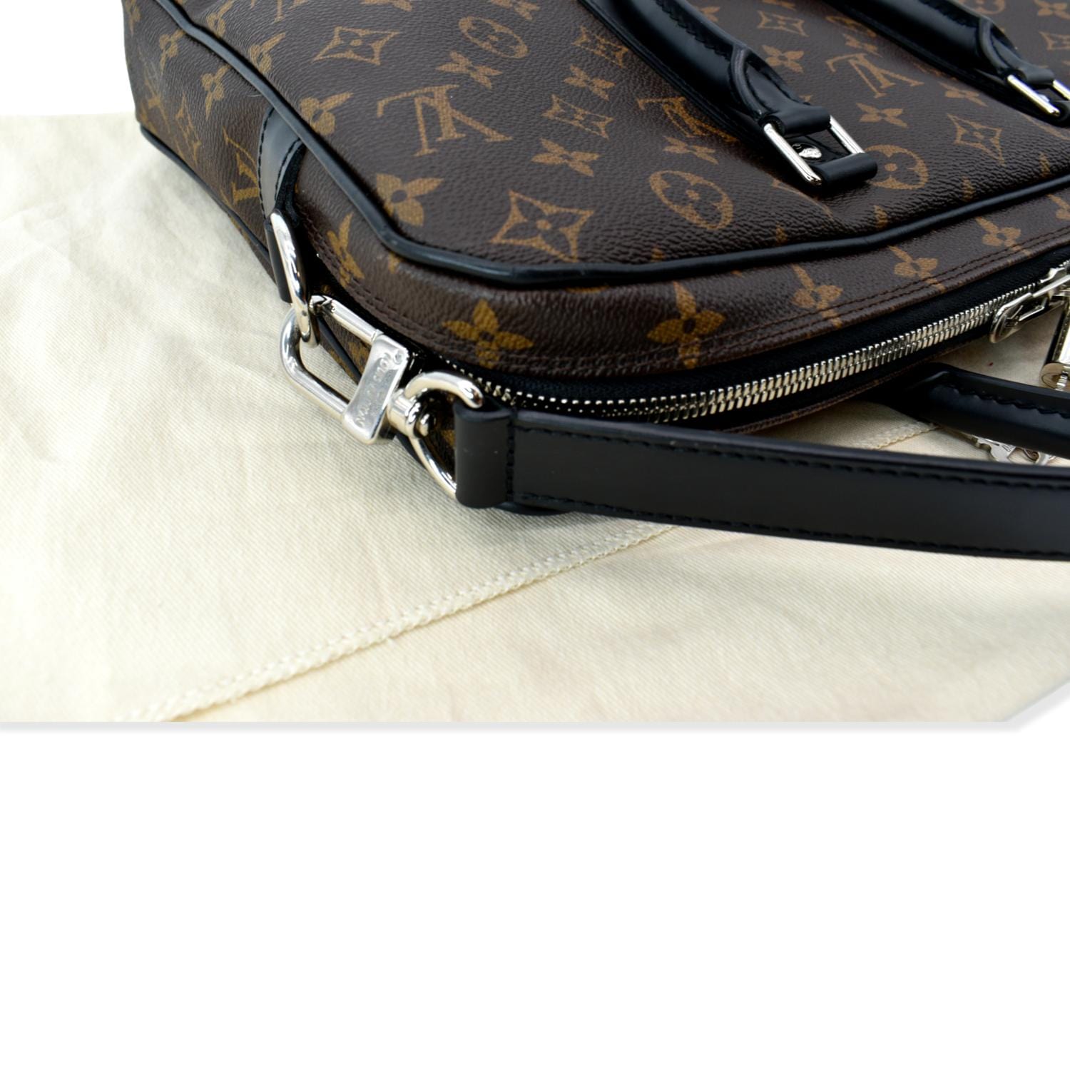 Louis Vuitton Briefcase Porte-Documents Voyage Monogram Macassar PM Black/Brown  in Coated Canvas/Leather with Silver-tone - US