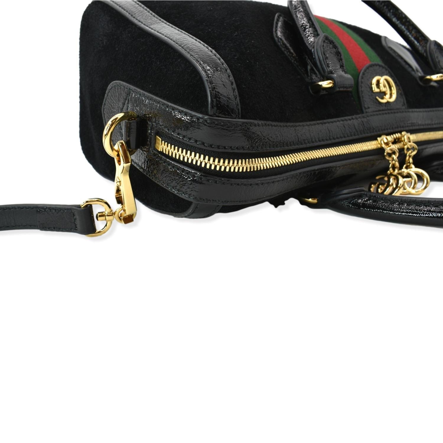 Gucci Ophidia Boston Suede Bag in Black