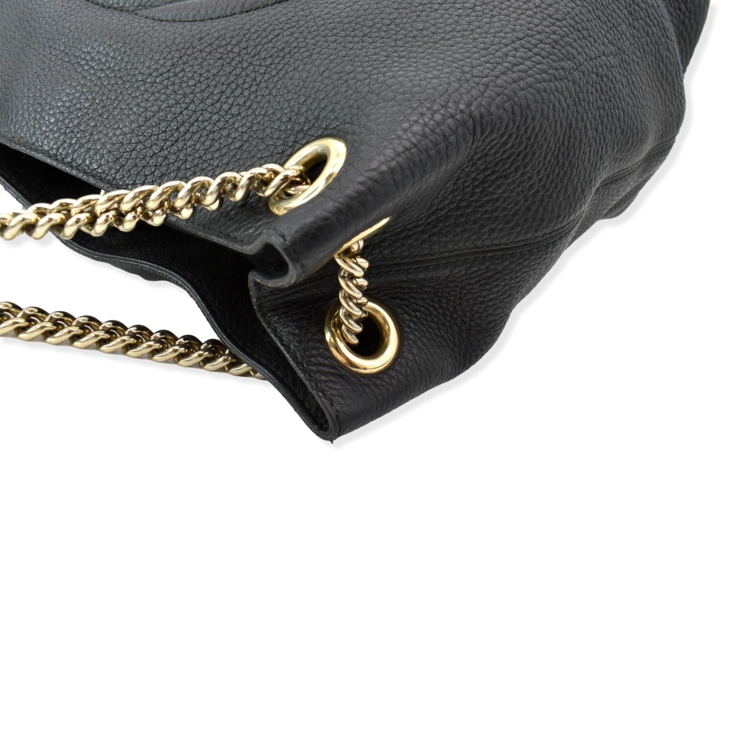  Gucci Soho Medium Black Double Leather Chain Shoulder