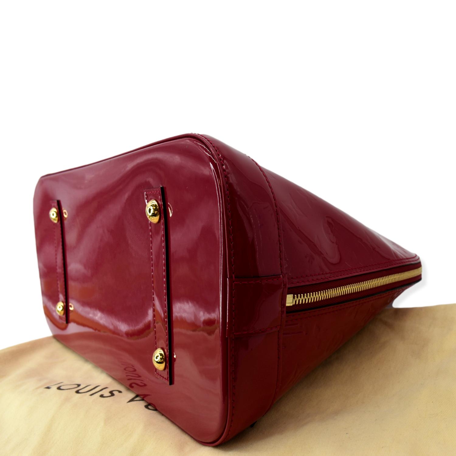 Louis Vuitton Alma MM Bag in Burgundy Patent Leather Dark red ref