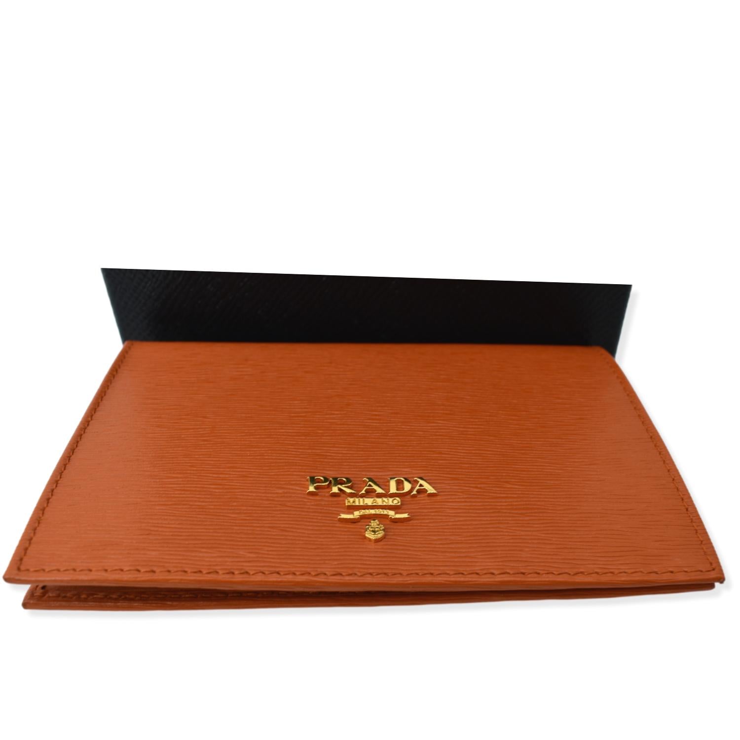 Prada Orange Vitello Move Compact Wallet QNA1A2KAOB000