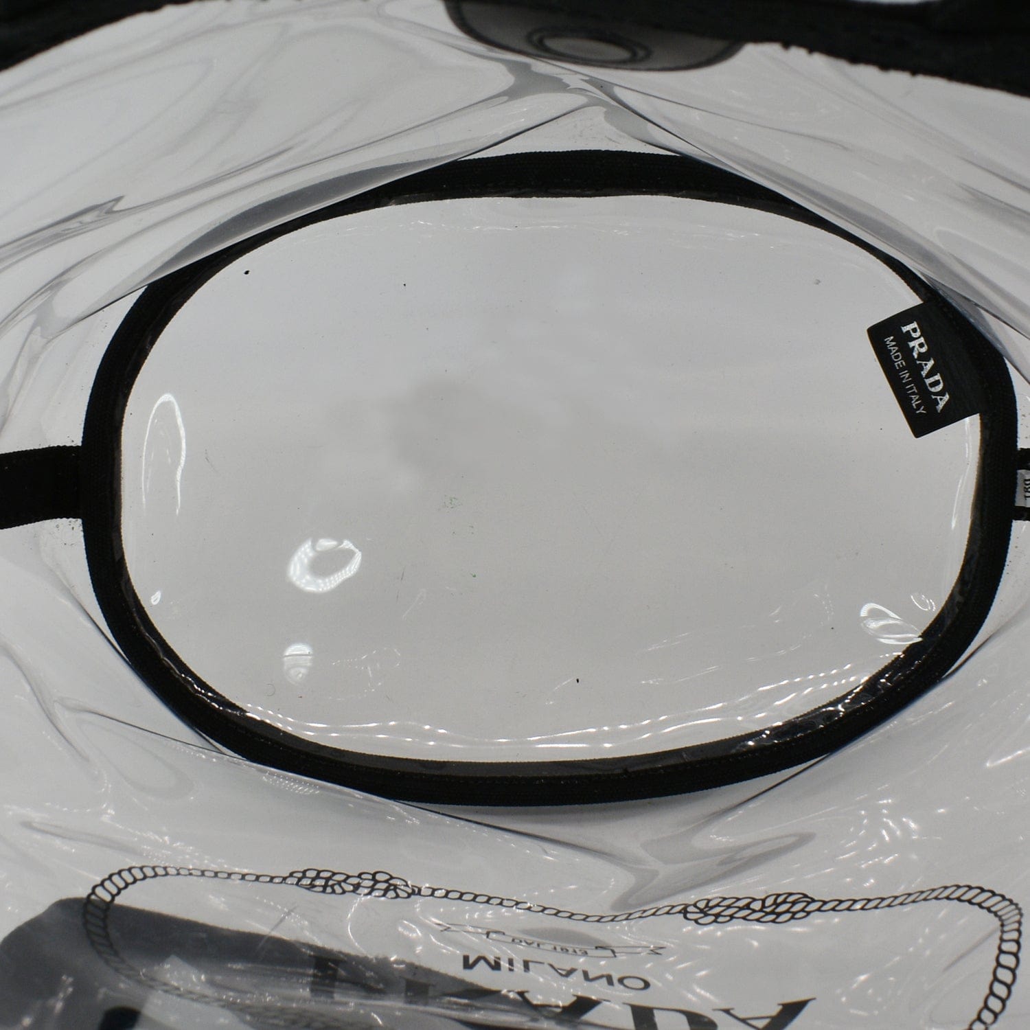 PRADA Plexiglass Canapa Small Shopper Tote Bag Black