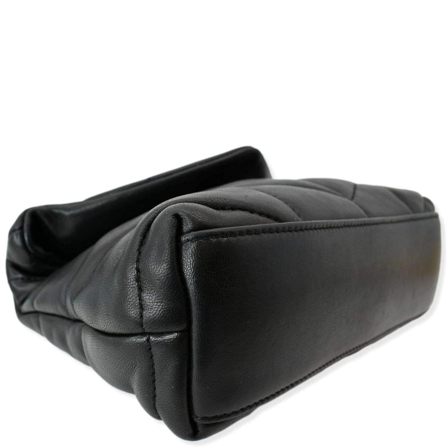 Loulou Puffer Mini Genuine Leather Crossbody Bag Black Super Soft