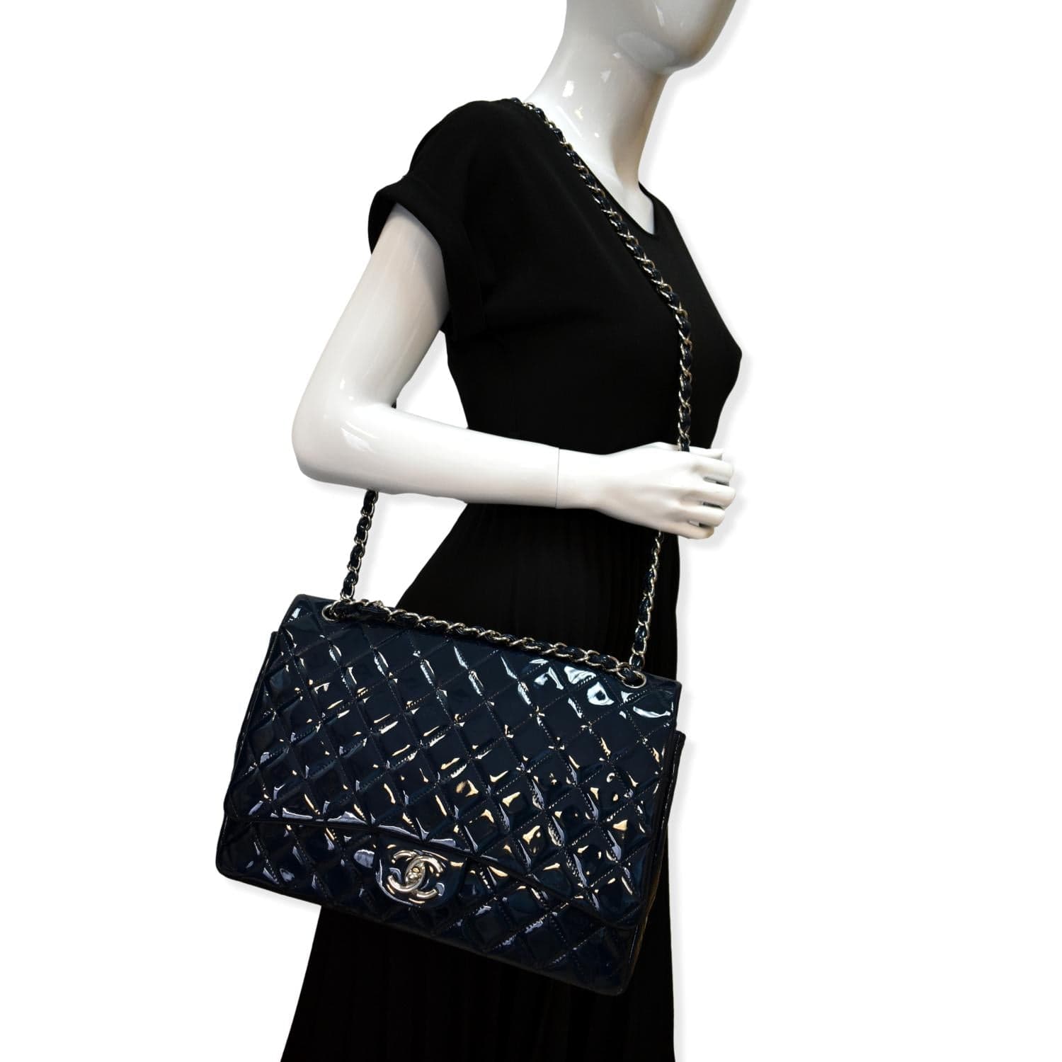 Chanel Blue Patent Leather Quilted Jumbo Classic Single Flap Bag  The  Luxury Flavor